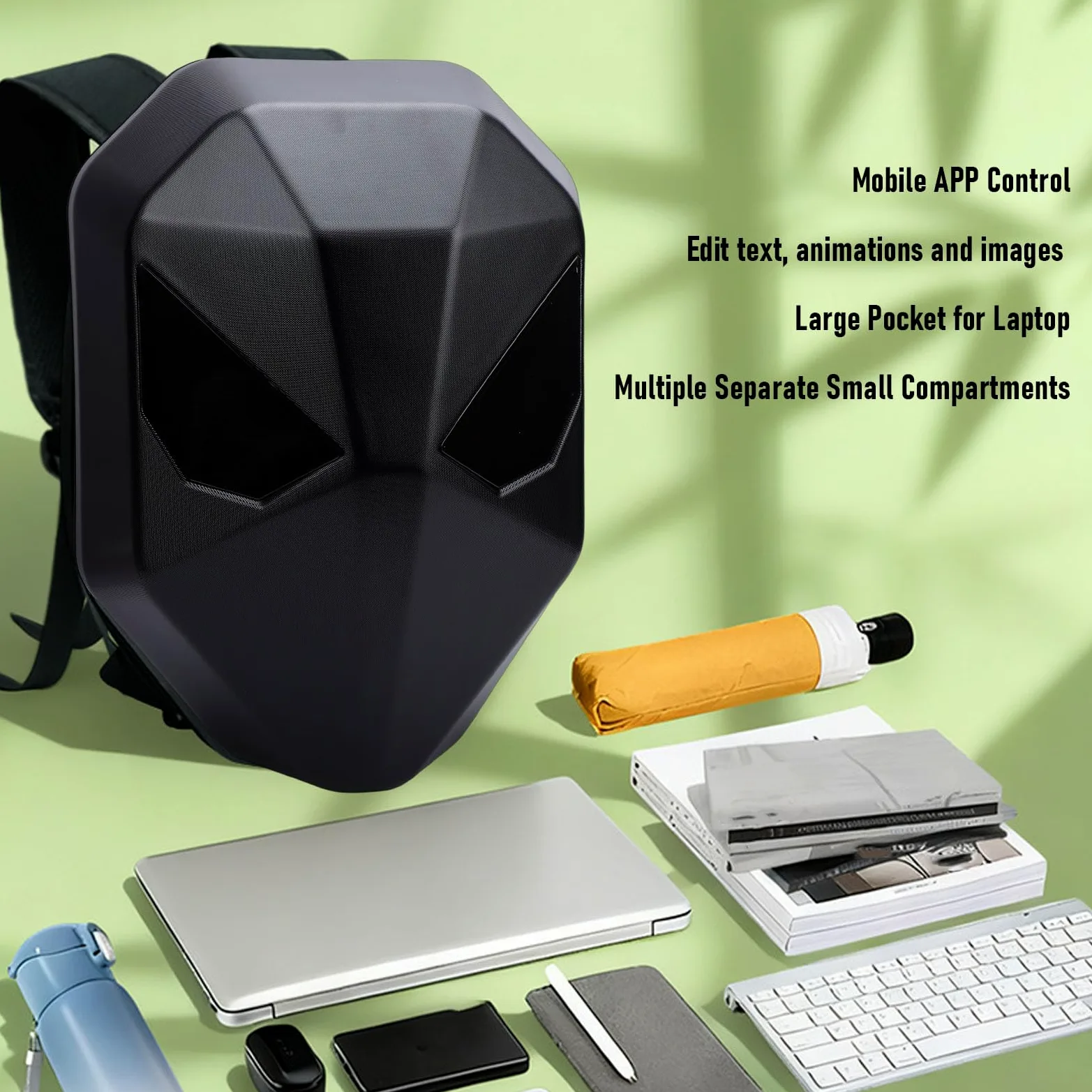 Asixxsix Zaino da moto a LED, Programmabile schermo a colori HD Borsa per laptop, 40x48, Impermeabile di grande capacità Hard equitazione zaino con Controllo App per Viaggi