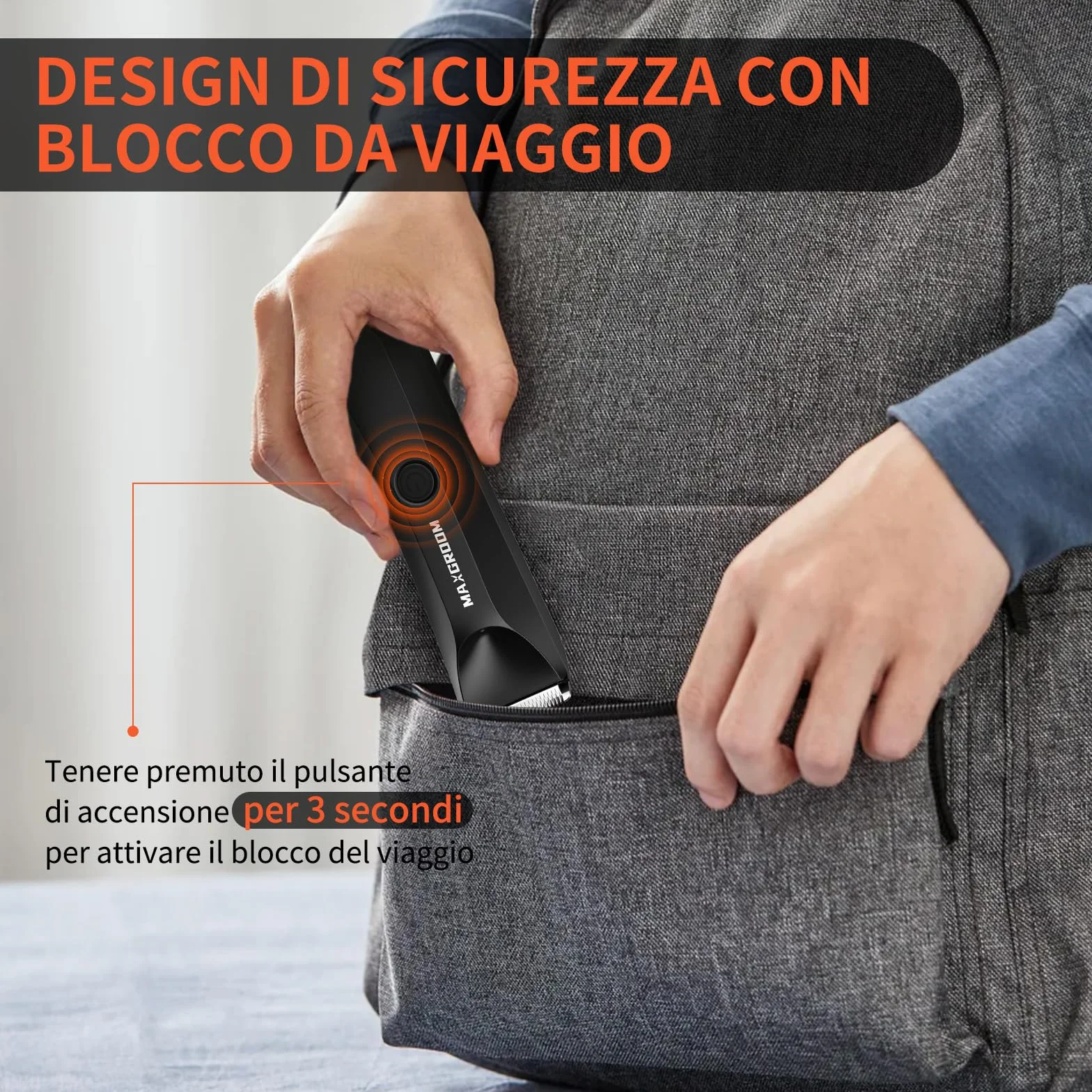 MAXGROOM Rasoio elettrico intimo da uomo ricaricabile per corpo e aree pubiche