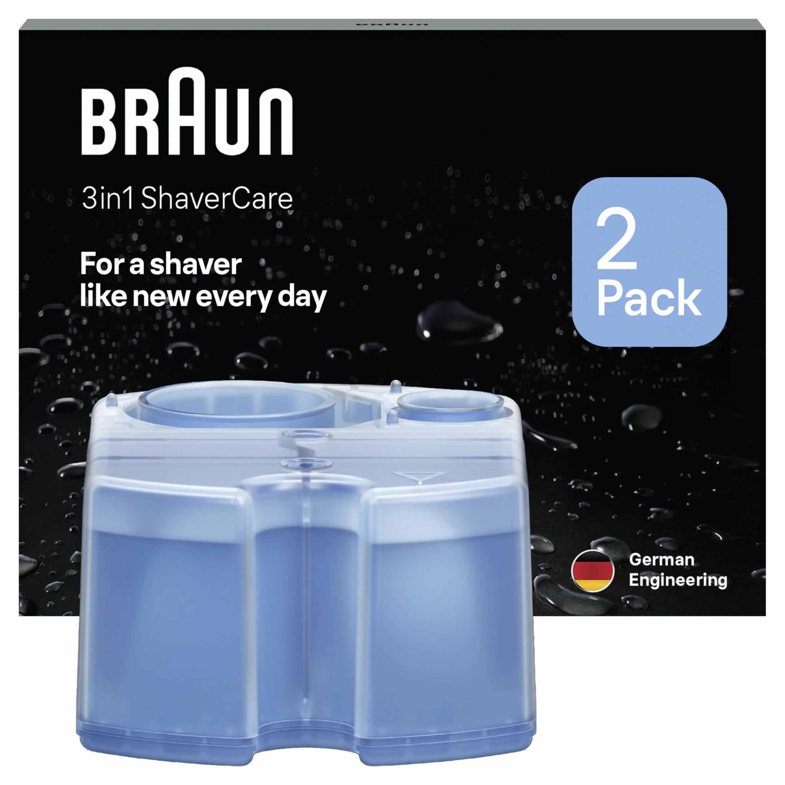 Braun Shavercare 3in1 Cartucce di Ricarica Originali per Stazione Smartcare, Pulisce Rasoio Elettrico, Igienizzando, Limone, 2 Pezzi