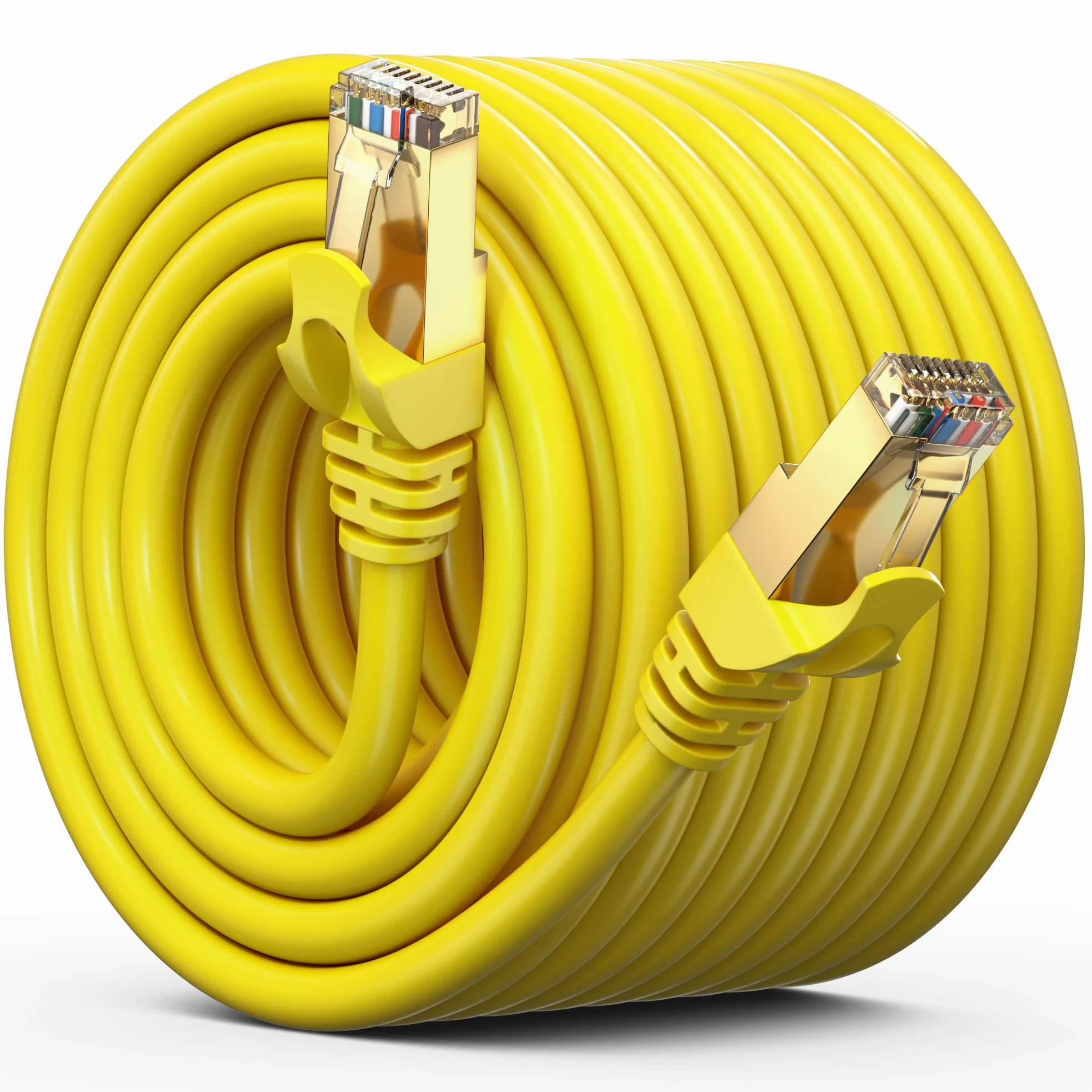 Cavo Ethernet Cat 7 da 30,5 m, cavo patch ad alta velocità Cat7 Internet e LAN di rete, connettori RJ45, perfetto per giochi, streaming e altro (giallo)