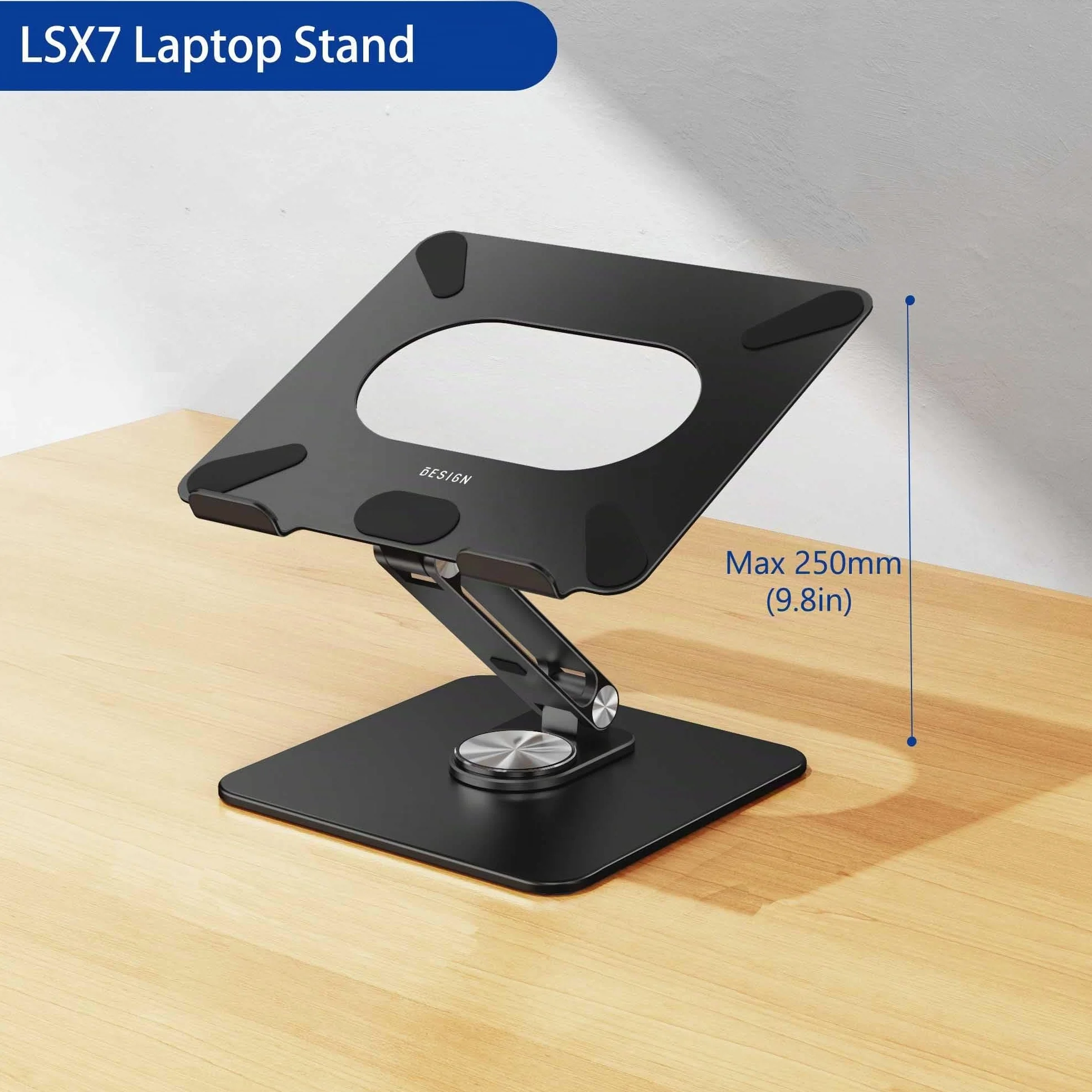 BESIGN LSX7 Supporto PC Portatile con Base Girevole a 360°, Supporto per Portatile Ergonomico, Supporto per Laptop Compatibile con Portatili da 10-15.6" (Nero)