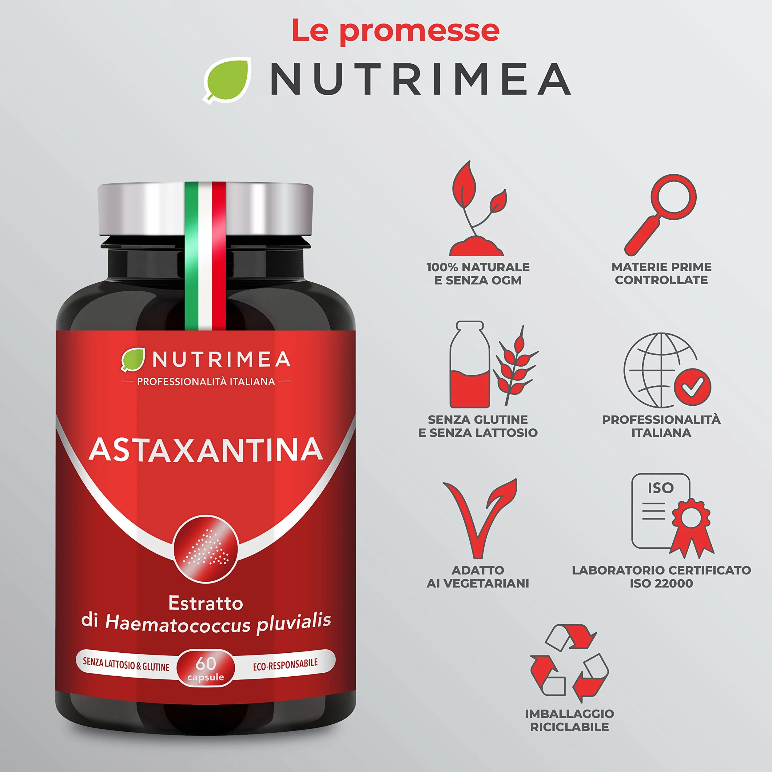 Astaxantina Pura 40 mg Haematococcus Pluvialis Antiossidante 60 Capsule Softgel