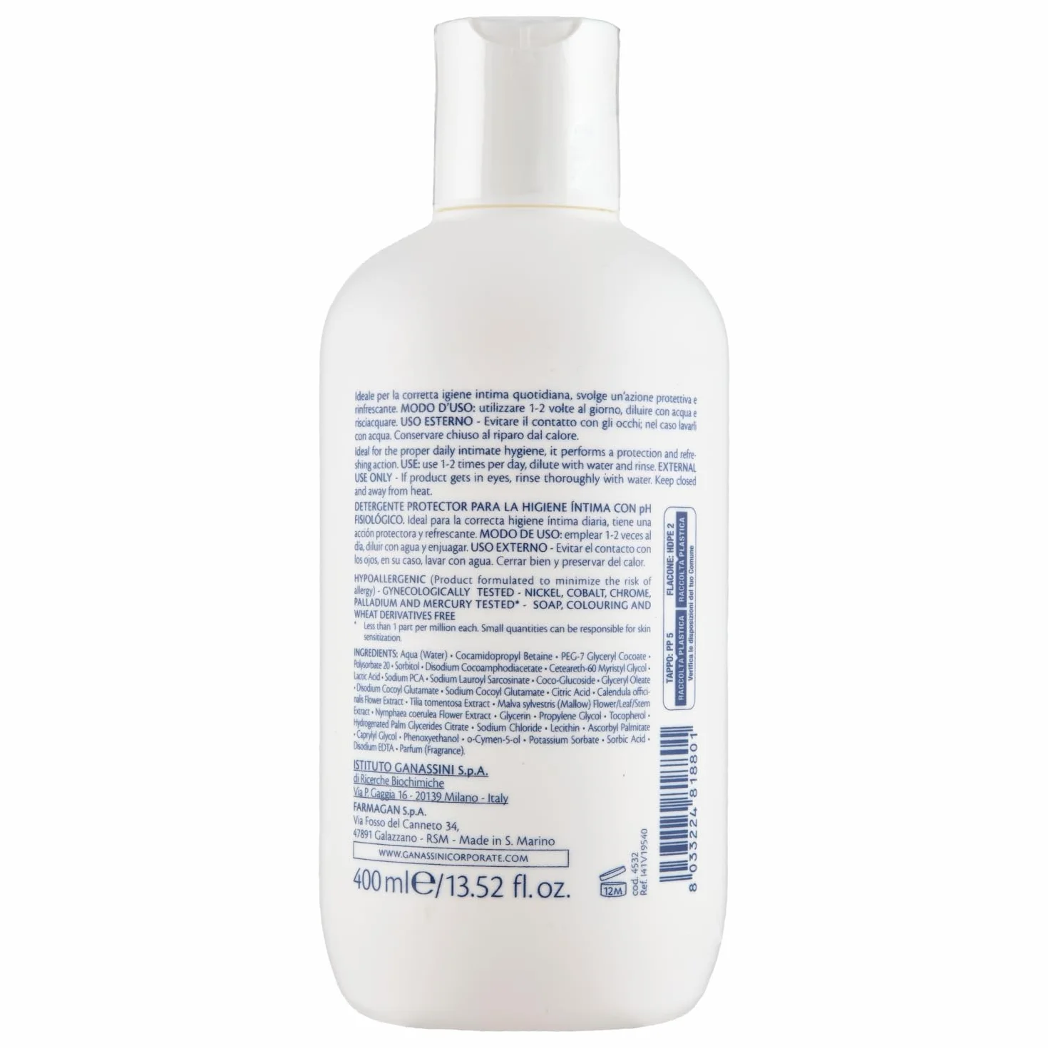 Alkagin Detergente Intimo pH Fisiologico Malva Tiglio Calendula 400ml
