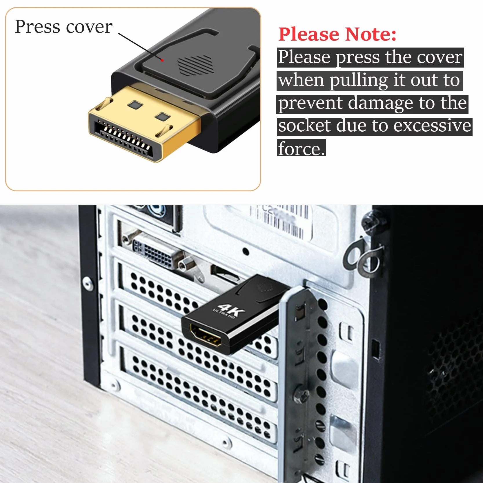 EasyULT Adattatore DisplayPort a HDMI, Risoluzione 4K DP Maschio a HDMI Femmina Convertitore, Supporto Audio 4K 1080P, per HDTV, Monitor, Proiettori, Portatili e Altri(Nero)