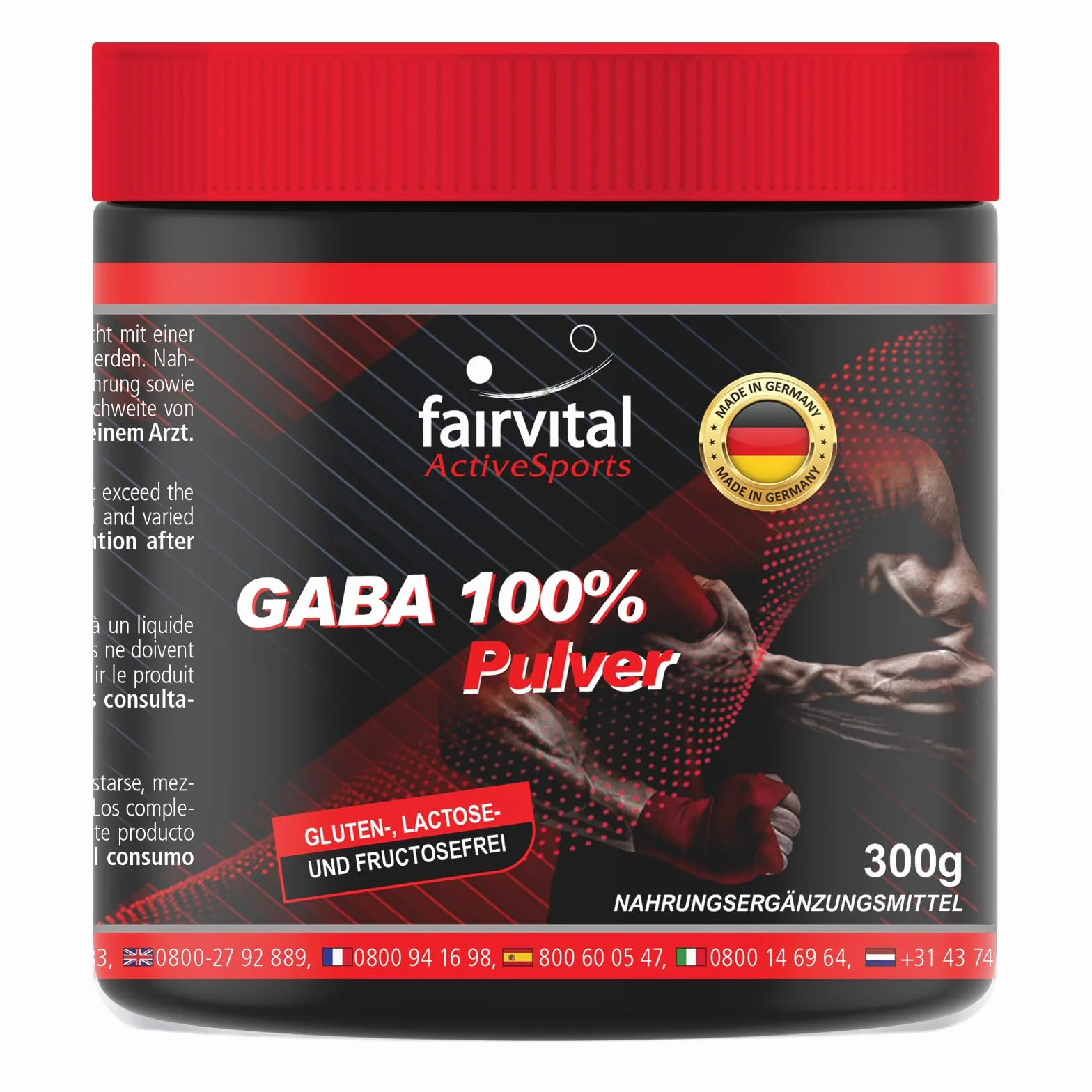 Fairvital GABA in Polvere, Acido Gamma-Aminobutirrico Puro al 100%, 300 g