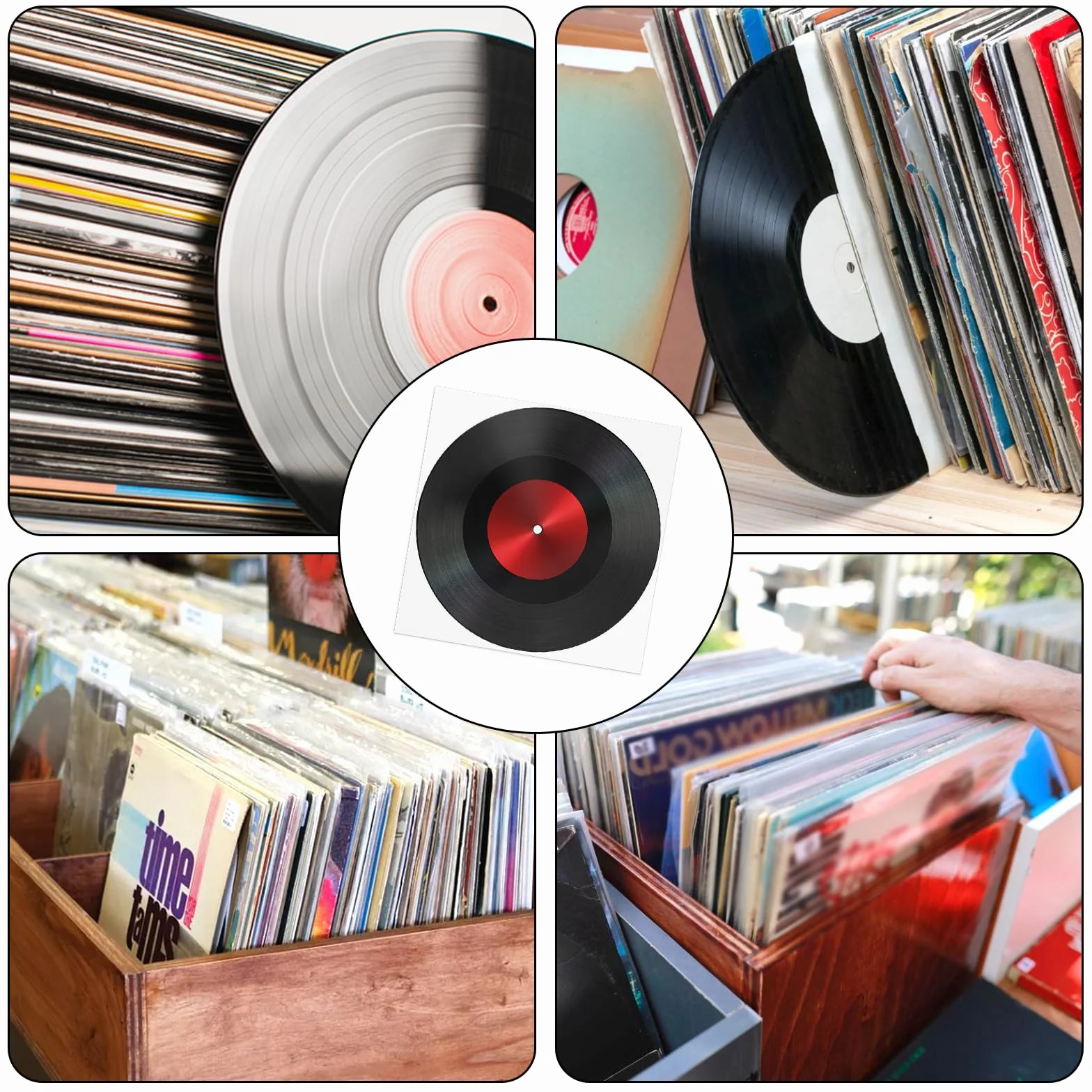 DGN 100 Pezzi 7 Pollici Buste Vinili Esterne, 19 x 19 cm Plastica Buste per Vinili, Dischi Vinile 45 Giri, Molto Trasparenti, Robuste e Antistatiche, Protezione Ottimale pour Singoli 7"" LP Dischi