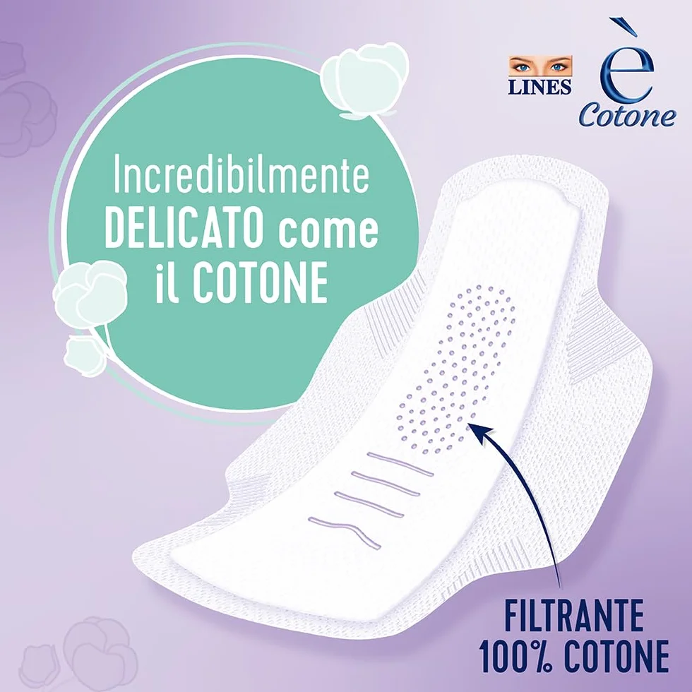 LINES E' COTONE GIORNO con ali assorbenti mestruali 10 pezzi Lactifless cotone delicato