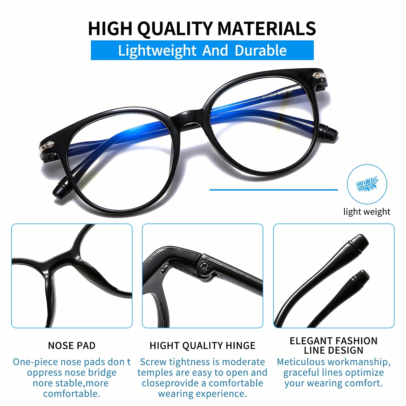 Luce Blu Occhiali Leggeri Moda Distanza Uomo Donna Rotondo Anti Luce Blu