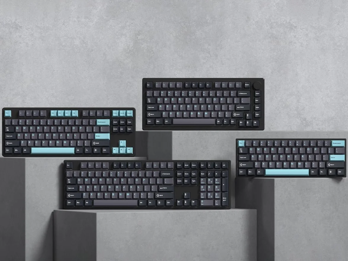 dagaladoo Set di keycap Double Shot, copritasti personalizzati in PBT, set completo da 189 tasti, con profilo ISA per 60% 65% 70% 100% MX switch (grigio/blu scuro, solo tastiere)
