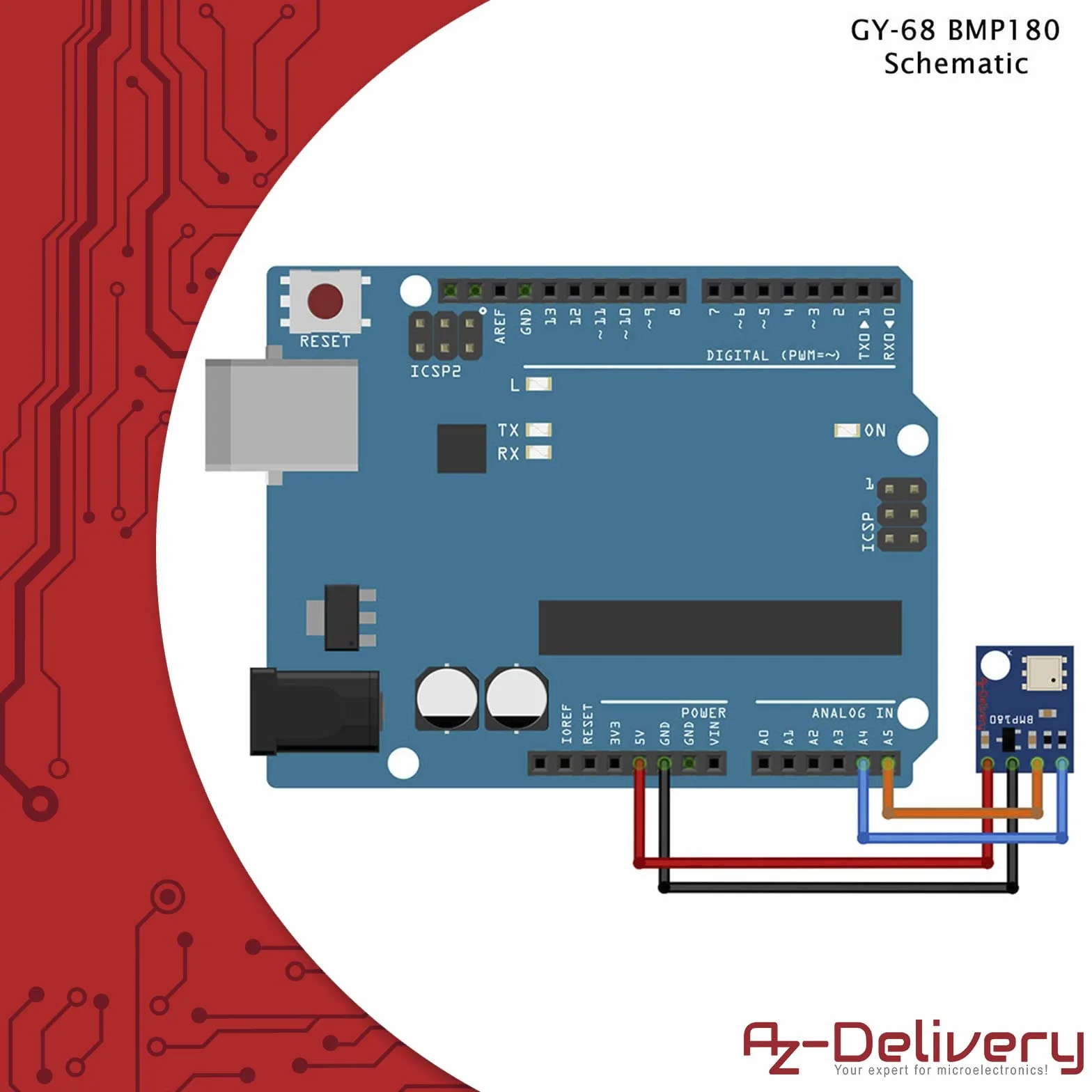 AZDelivery 3 x GY-68 BMP180 Sensore Pressione Barometrica compatibile con Arduino e Raspberry Pi incluso un E-Book!