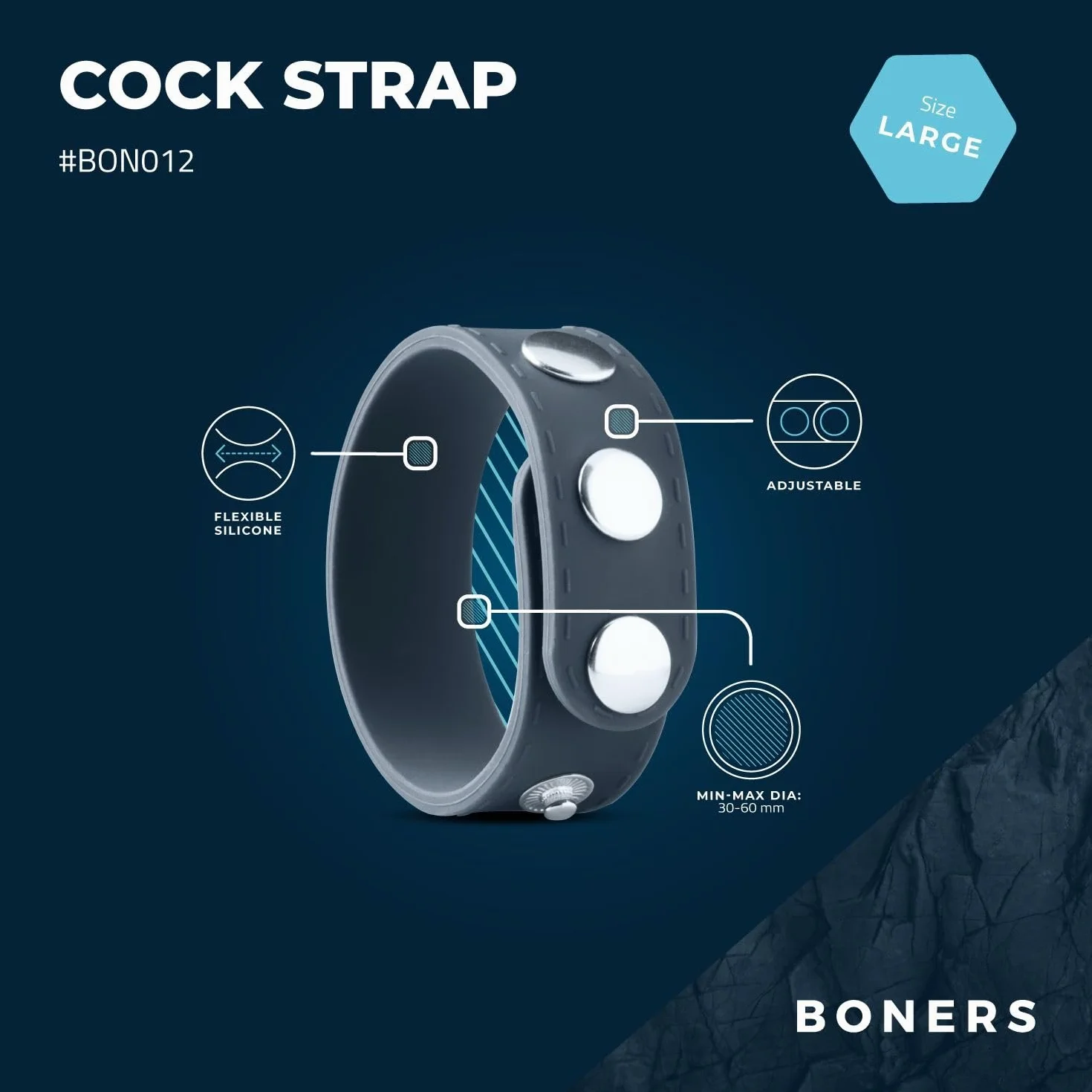 Boners Cinturino Cockring Regolabile 63 g