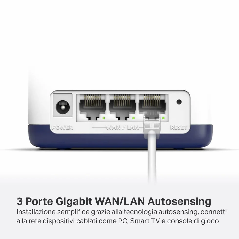 Mercusys TP-Link Halo H1900G(3-pack) Router WiFi Mesh Dual Band AC1900Mbps, 3 Pezzi con Copertura fino a 550㎡, 3 Porte Gigabit Ethernet, Modalità Router e Access Point, Parental Control