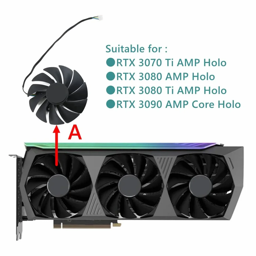 GA92S2U - Ventola per schede grafiche da 88 mm, compatibile con ZOTAC RTX 3080 3080 Ti 3090 3070 Ti AMP Holo, silenziosa ventola (A)