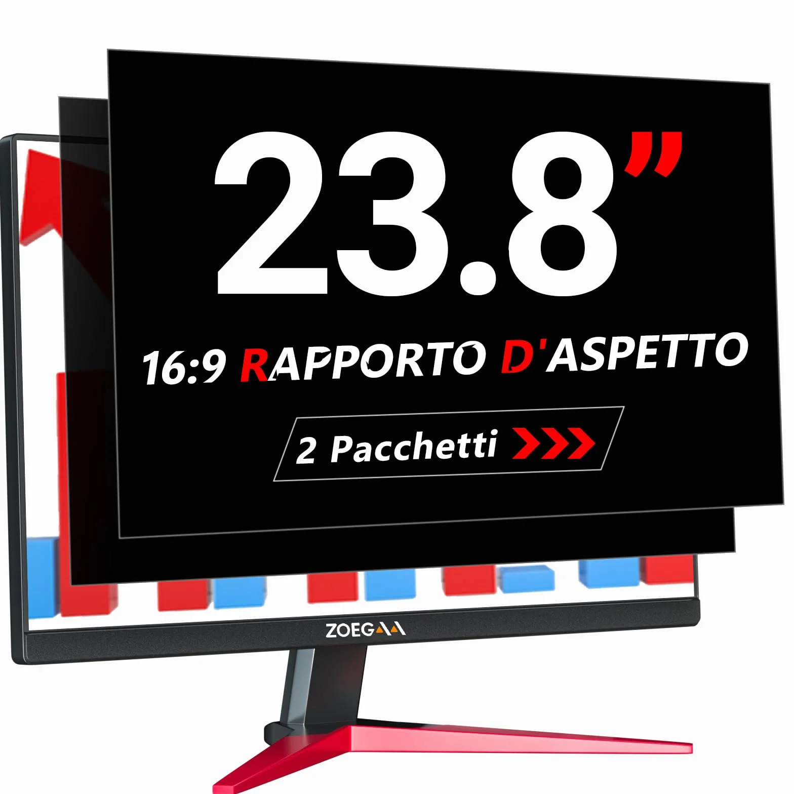 ZOEGAA Confezione da 2 Pellicole Privacy Monitor 23.8 Pollici per Computer 16:9 - Filtro Privacy Antiriflesso con Protezione Luce Blu per PC, Rimovibile a Doppia Faccia, Protezione Dati a 181°