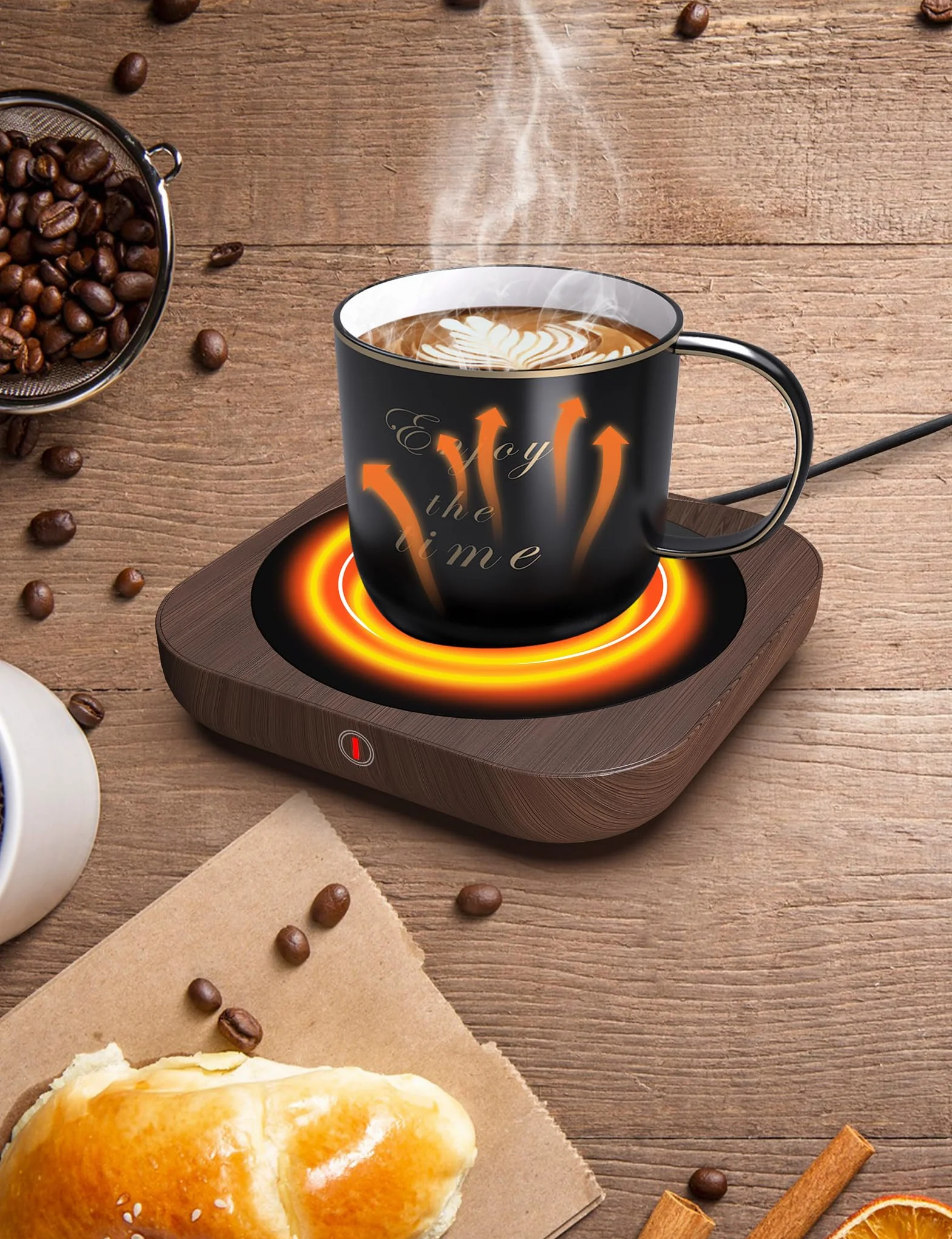 MQFORU Scaldatazze da Caffè Scaldabevande Elettrico con Tecnologia Touch a3 Temperature Regolabili (fino a 180 ℉/80 ℃), 4H Spegnimento Automatico Scaldatazze Scalda tè Regalo di Natale, DS1289