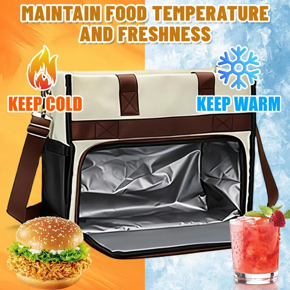 Newou - Borsa per il pranzo da donna, 15,6 pollici, con scomparto per il pranzo isolato, 2 in 1, con scomparto frigorifero, impermeabile, per ufficio, scuola, insegnante, regalo (bianco e nero