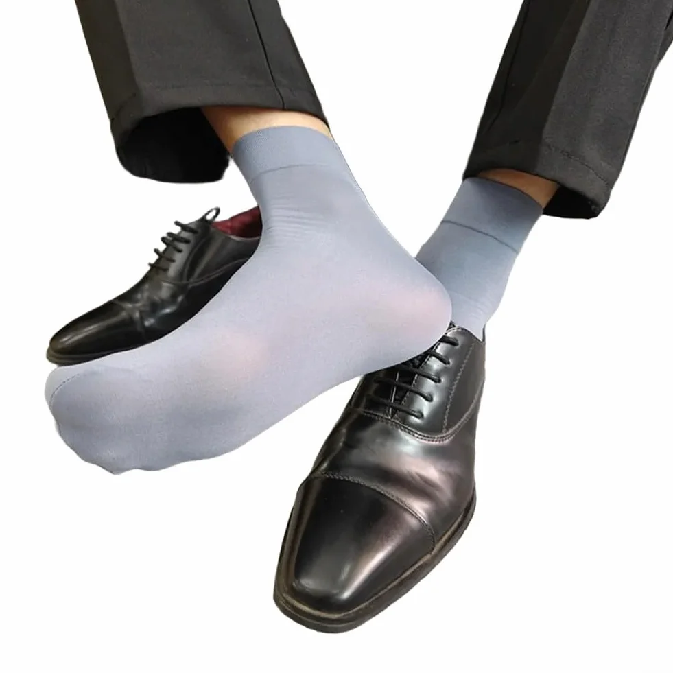 Calzini trasparenti da uomo confezione da 3, ultra sottili per abbigliamento formale, blu