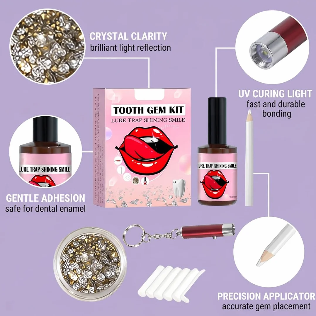 Tooth Gems Kit Brillantini Per Denti, Set Di Gioielli Da Denti con Colla Di Gemma, Fai Da Te