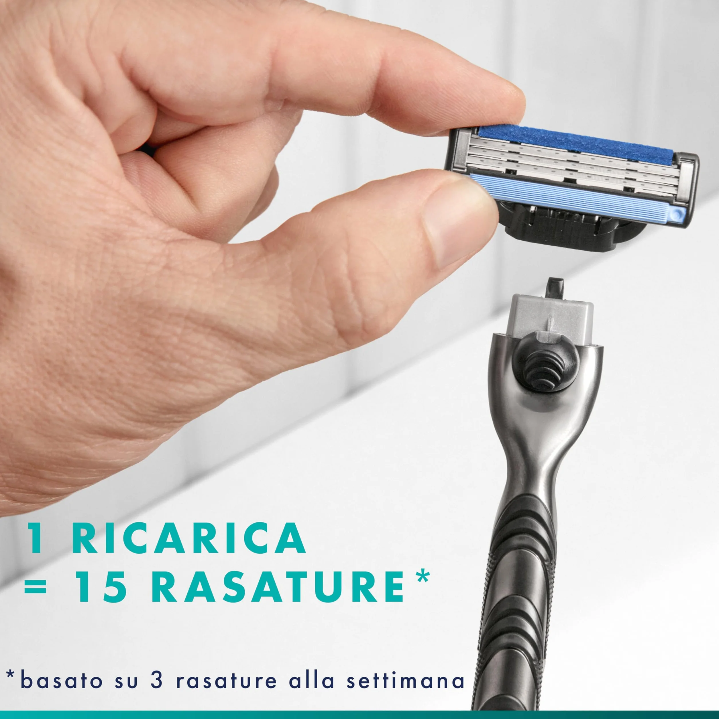 Gillette Mach3 Base 15 Lamette Di Ricambio Per Rasoio Barba Mach 3 Con Striscia Lubrificante