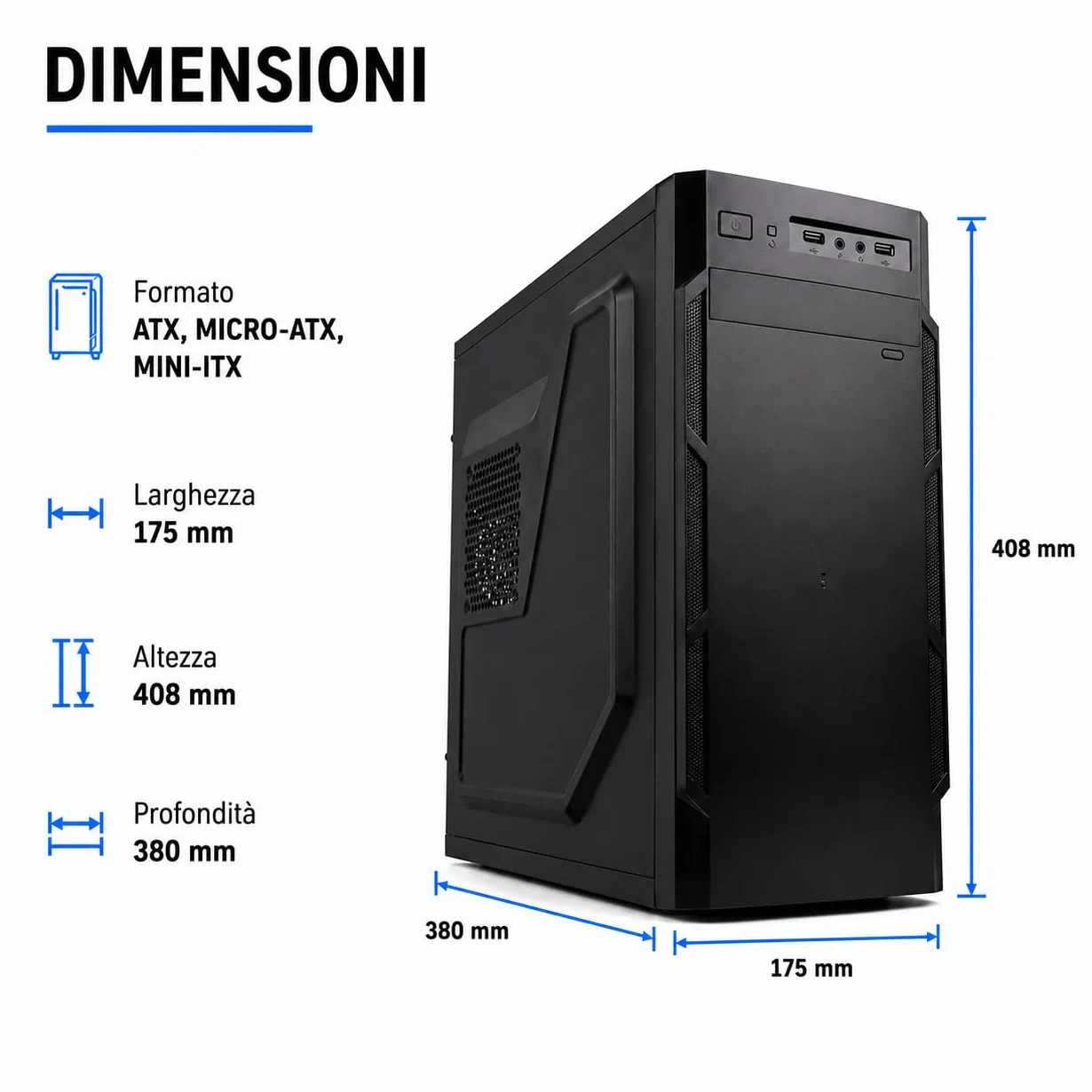 PC Fisso Desktop Intel Core i5-4th 16GB RAM DDR3 256GB + 512GB HDD Windows 11 Pro Office 365 USB 3.0