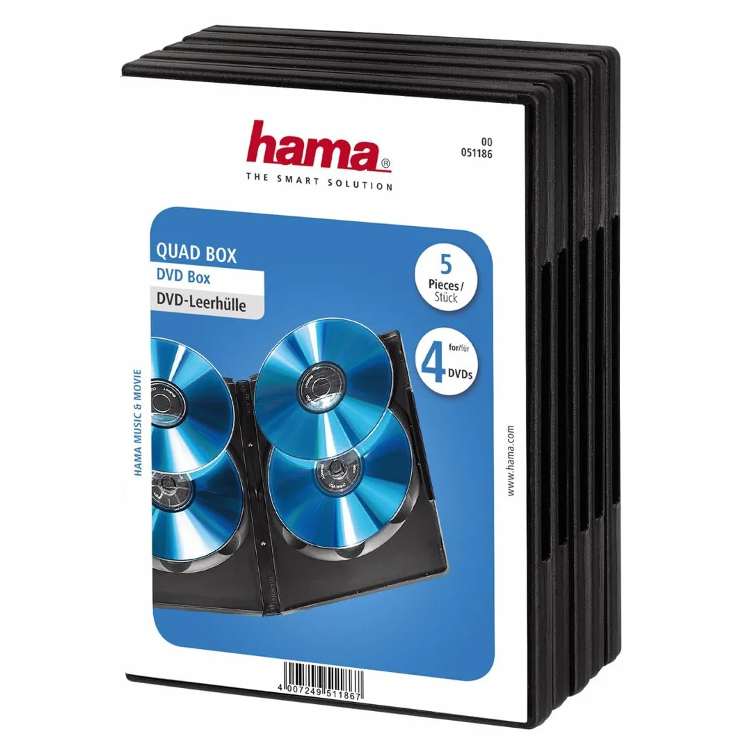 Hama Dvd Quad Box, Black, Package of 5 Pieces 4dischi Nero