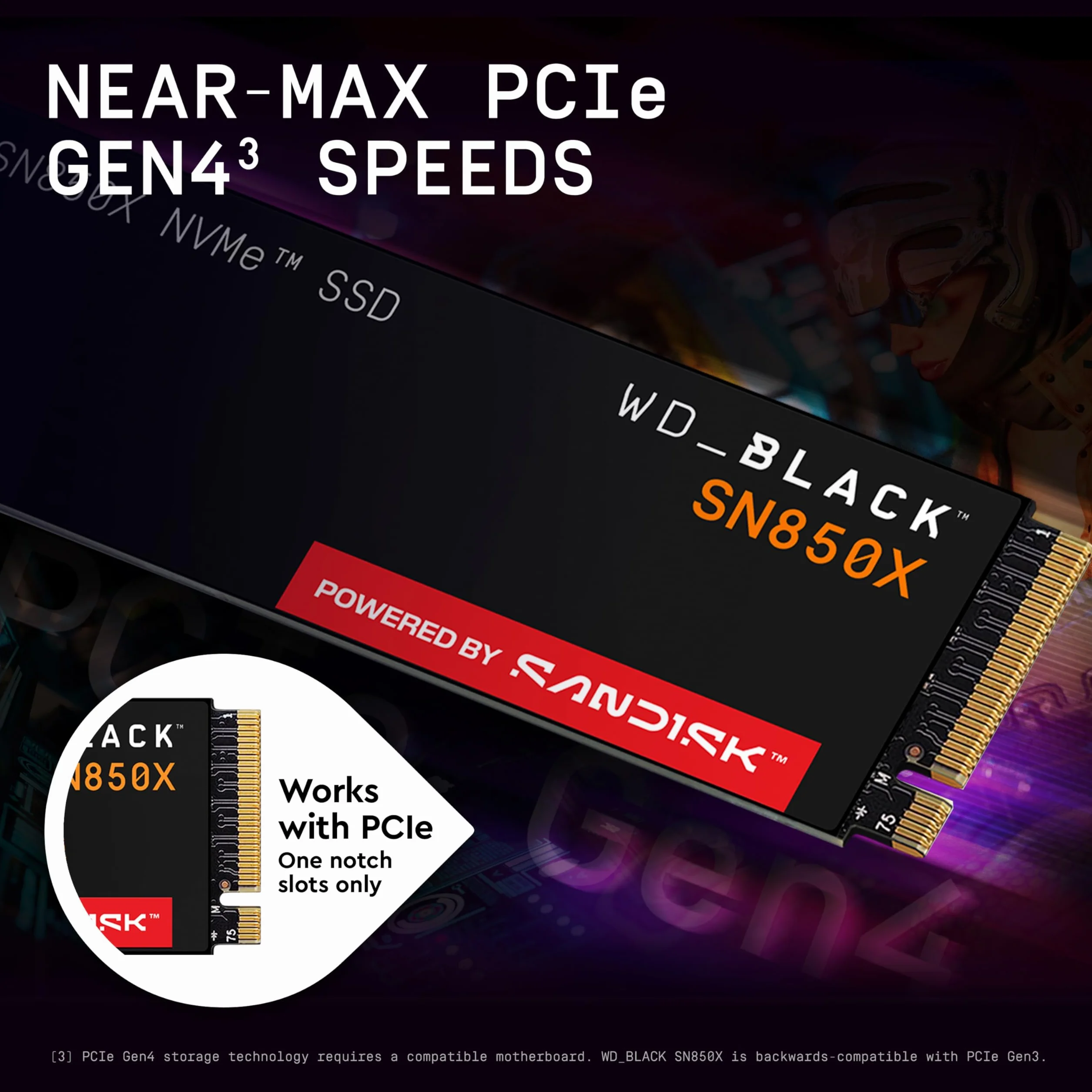 WD_BLACK SN850X NVMe SSD 1TB (Fino a 7.300MB/s in lettura, fino a 6.300MB/s in scrittura, M.2 2280, PCIe Gen 4, SSD ad alte Prestazioni per Gaming) POWERED BY SANDISK