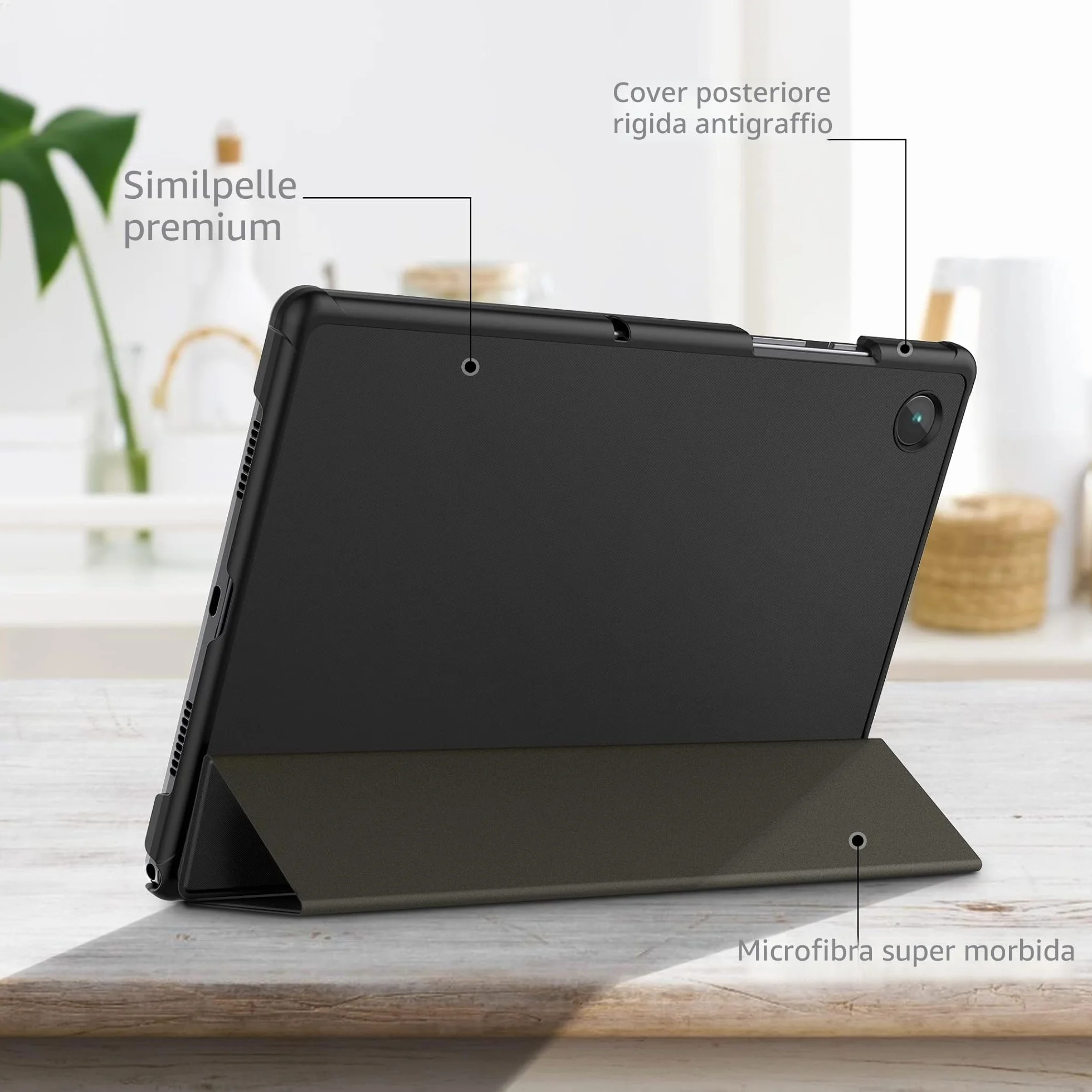 EasyAcc Custodia Samsung Galaxy Tab A8 10.5 Pollici 2021/2022 SM-X200 SM-X205, Ultra Sottile Smart Cover in Pelle , Nero
