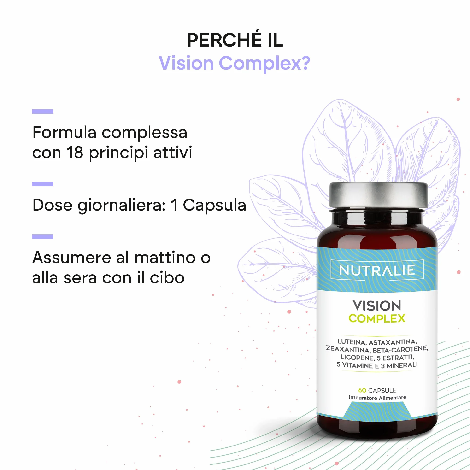 Nutralie Vision Complex Luteína + Zeaxantina + Astaxantina - 60 Capsule per gli Occhi