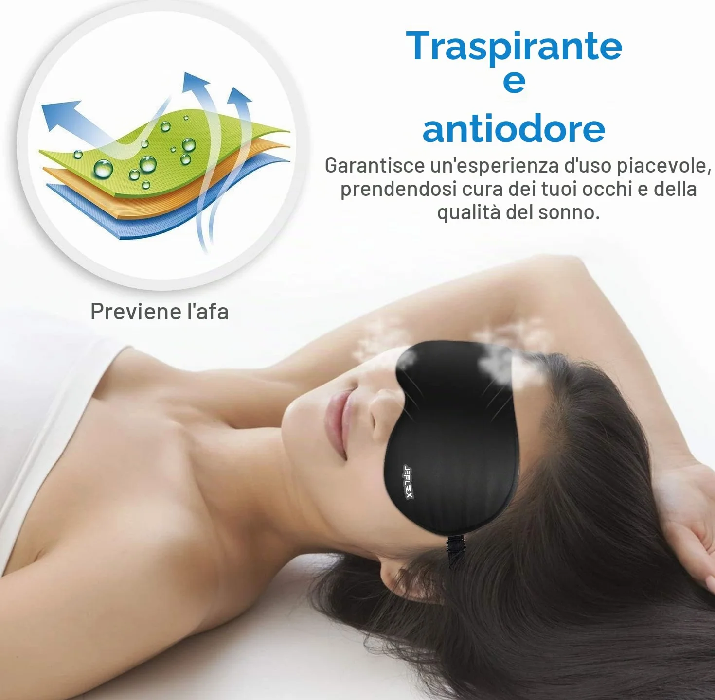 Maschere per dormire in seta, fascia per occhi liscia con cinghia regolabile, nero
