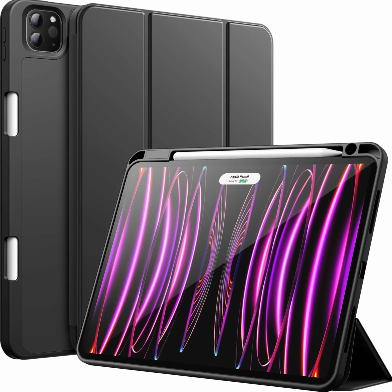JETech Custodia iPad Pro 11 Pollici 2022/2021/2020 Portapenne Ricarica Pencil 2a Gen Cover TPU Sottile Nero