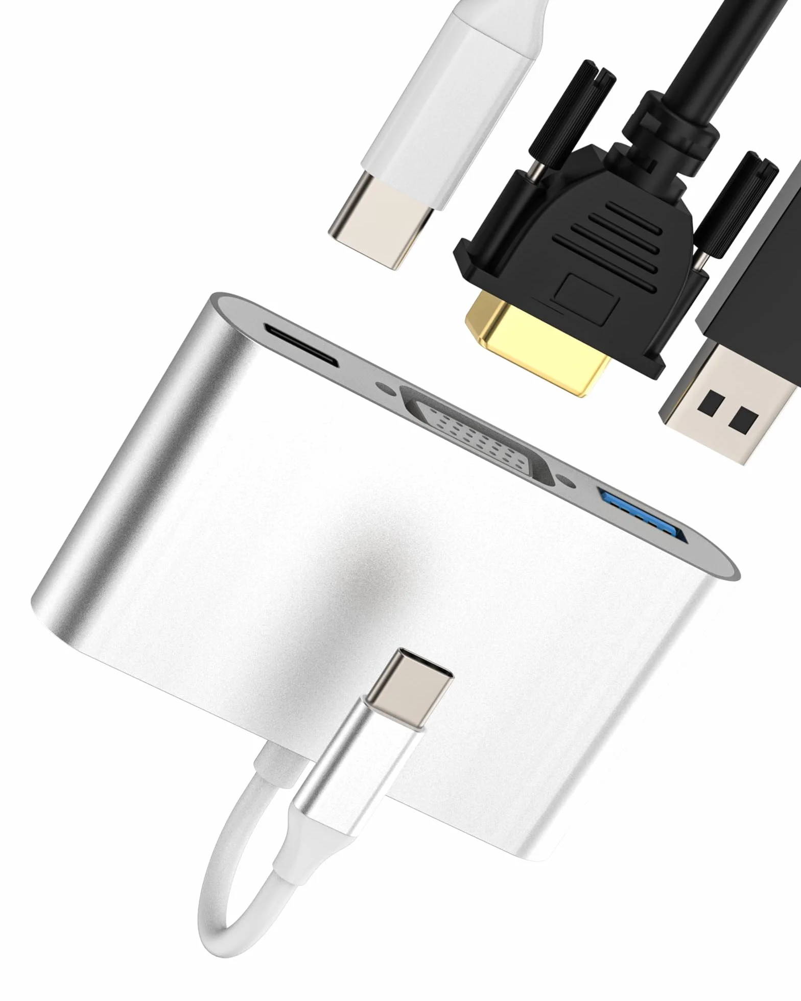 Adattatore USB(3 In 1)USB C A VGA Hub OTG 3.0 Cavo MacBook Air DisplayPort Display AV Multiporta Type C Alimentatori Adapter Per Apple IPhone 15 Accessori Convertitore Per iPad Pro Proiettore tp-3in1