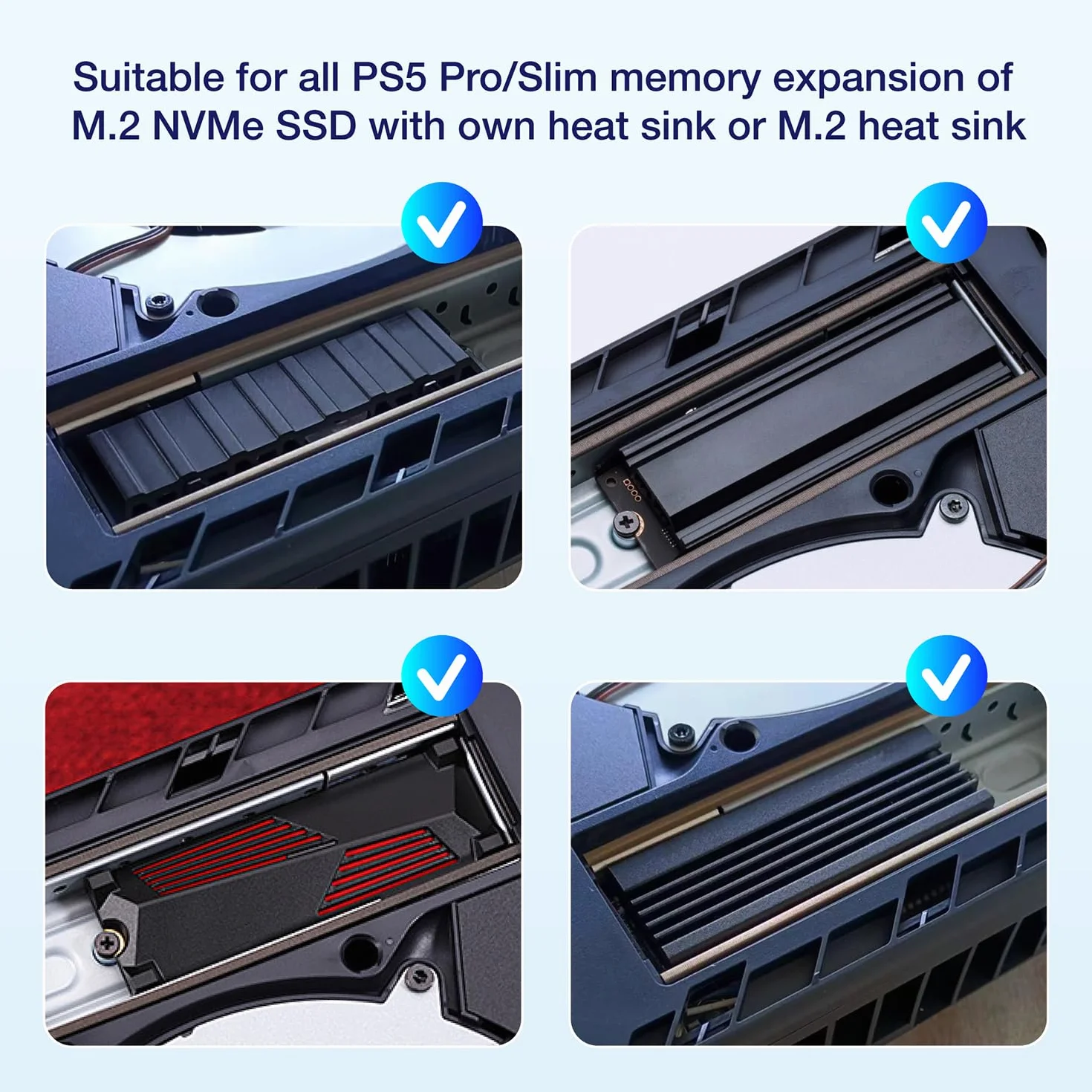 GRAUGEAR Copertura in metallo per dissipazione del calore per slot di espansione SSD M.2 sottile per PS5 Pro PS5 | Adatta per SSD PS5 NVMe con dissipatore di calore, nuovo foro cellulare traspirante