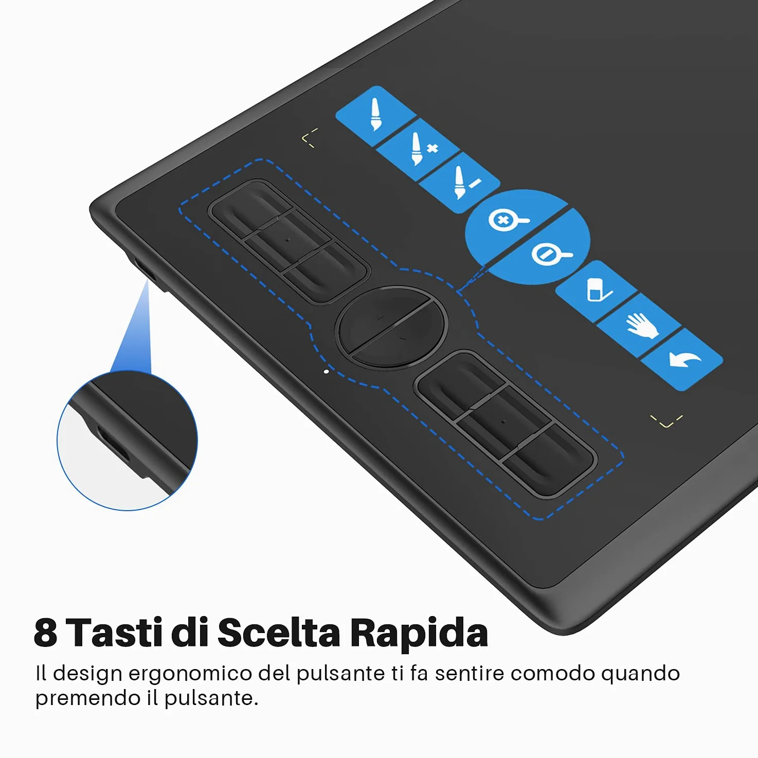 HUION Inspiroy H580X Tavoletta Grafica, 8 Tasti, 8192 Livelli Pressione | 8 x 5 Pollici Compatibile Android, Windows, Mac, Chrome OS, Stilo Senza Batteria, Ideale Dipingere, Ufficio