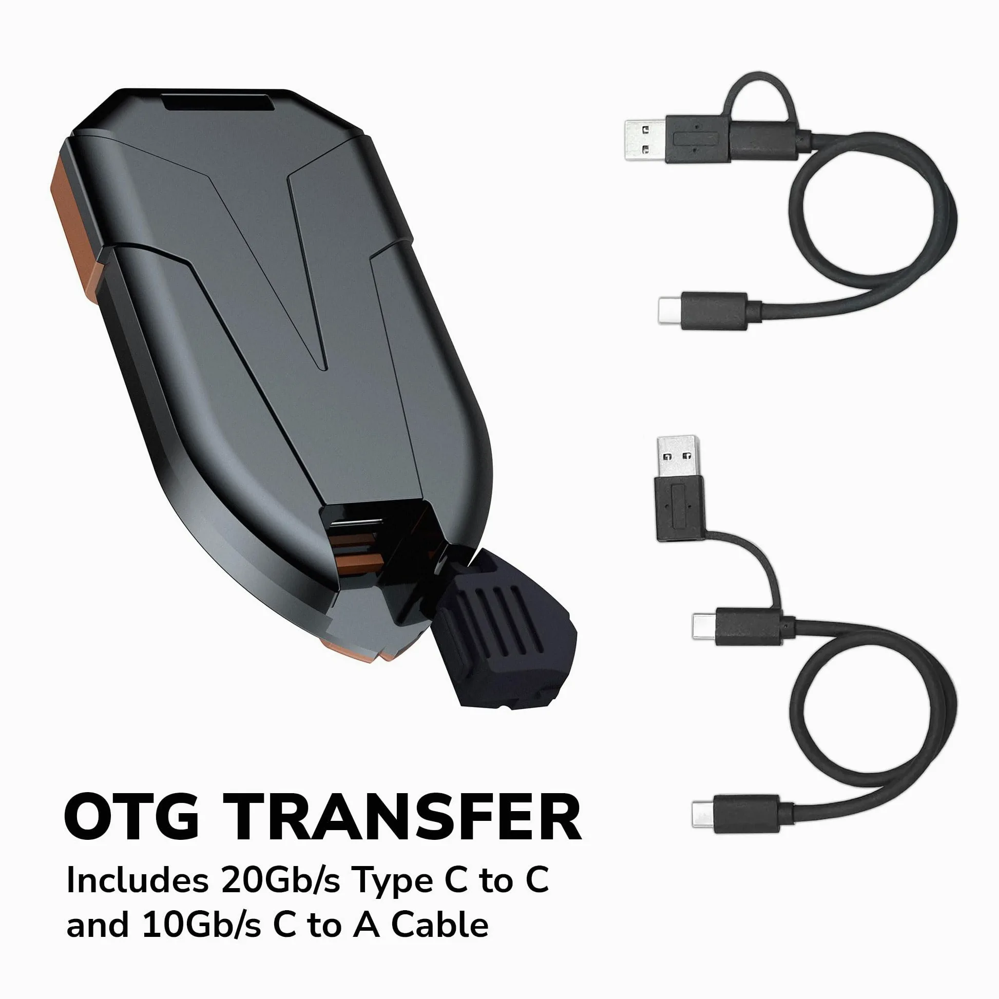 DATO SSD esterno da 4 TB, unità a stato solido esterna SSD portatile USB 3.2 Gen 2x2 Type-C OTG supportato Compatibile con PS5 e Xbox, fino a 1600/1500 MB/s IP67 Impermeabile - ARES Amber Shield