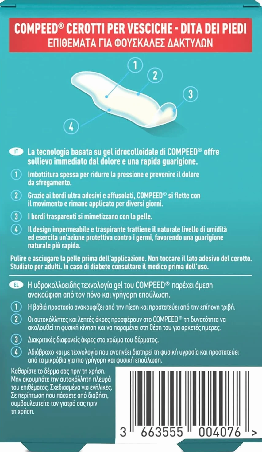 COMPEED Cerotti per vesciche a lunga durata resistenti all'acqua 9 pezzi