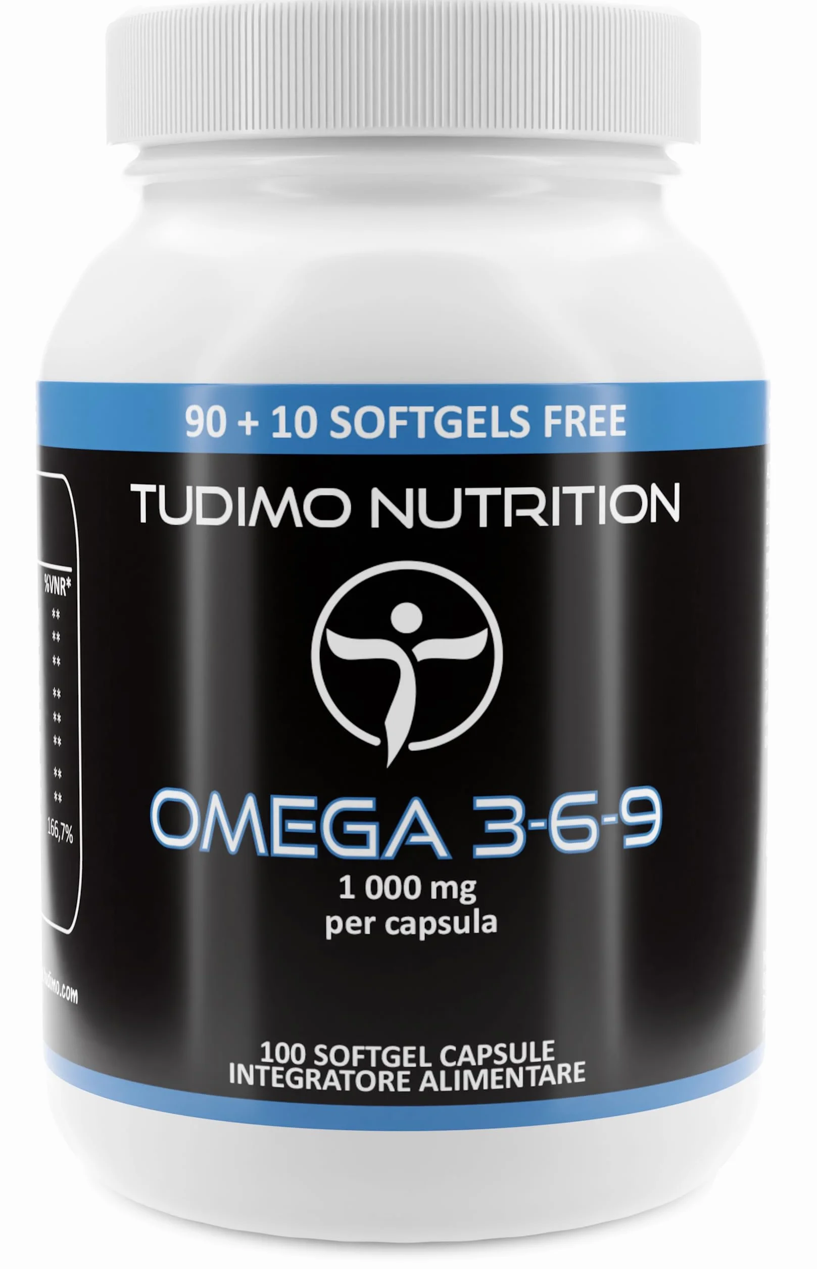 Omega 3 6 9 Integratore 1000 mg per Softgel Olio di Pesce Borragine Girasole Vitamina E 100 Capsule