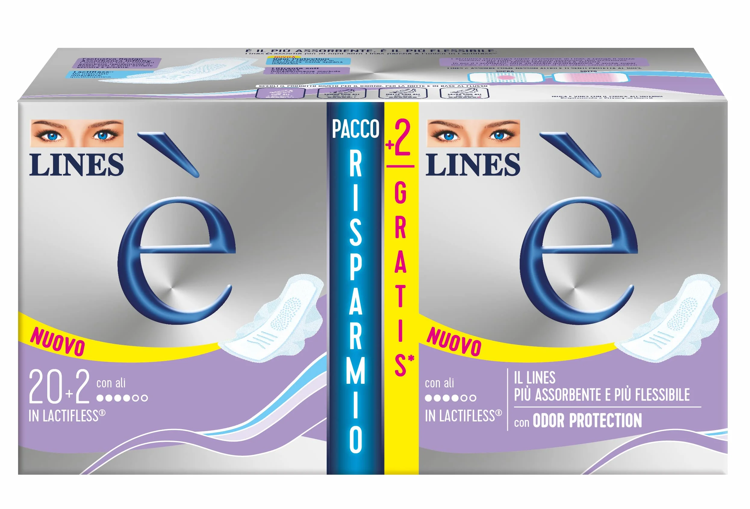 Lines È Giorno con ali Bipacco 22 assorbenti per ciclo mestruale Lactifless Odor Protection