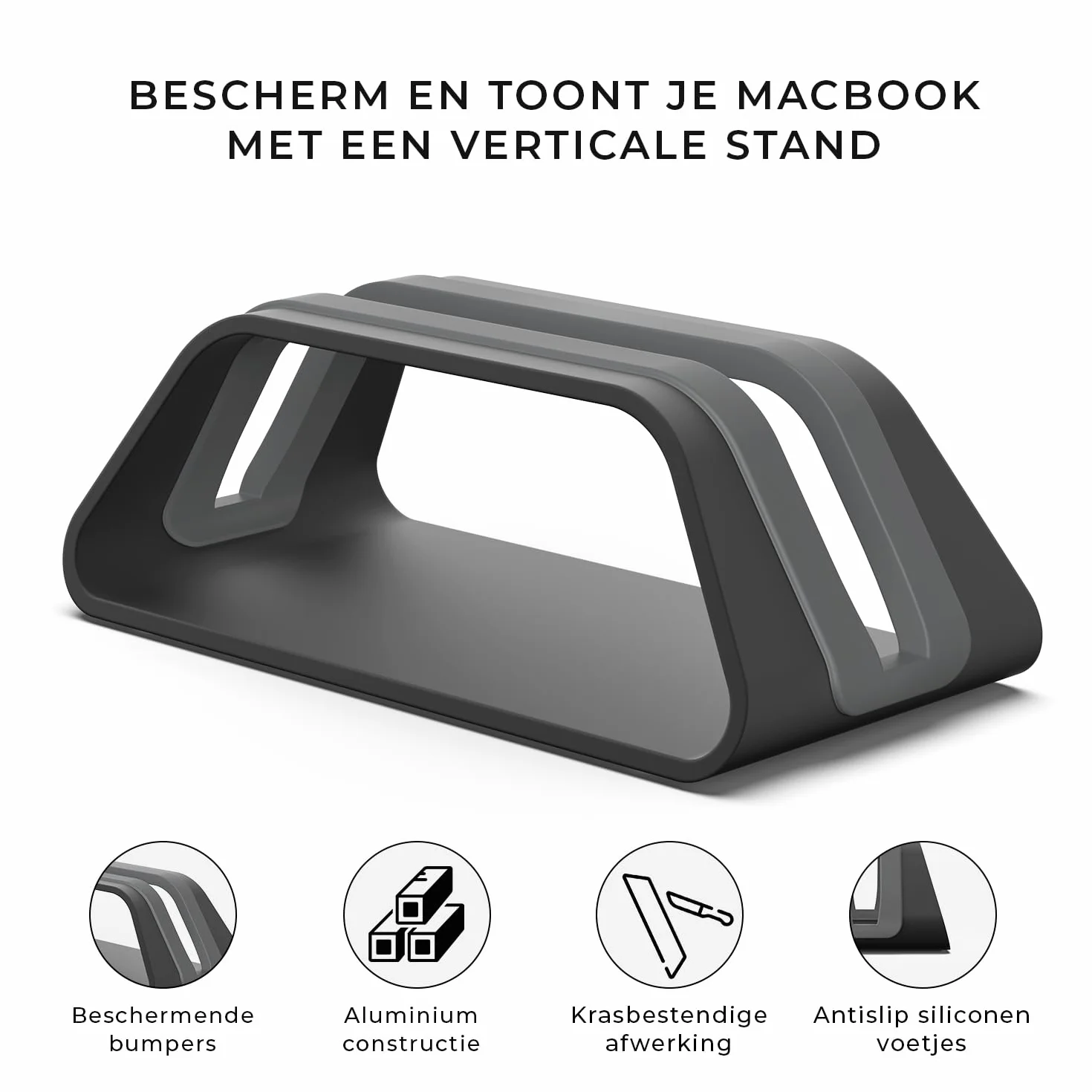 HumanCentric Supporto verticale per MacBook, compatibile con MacBook Pro, supporto per MacBook Air, supporto per computer portatile per Apple Laptop Desk Stand supporto verticale in alluminio, nero