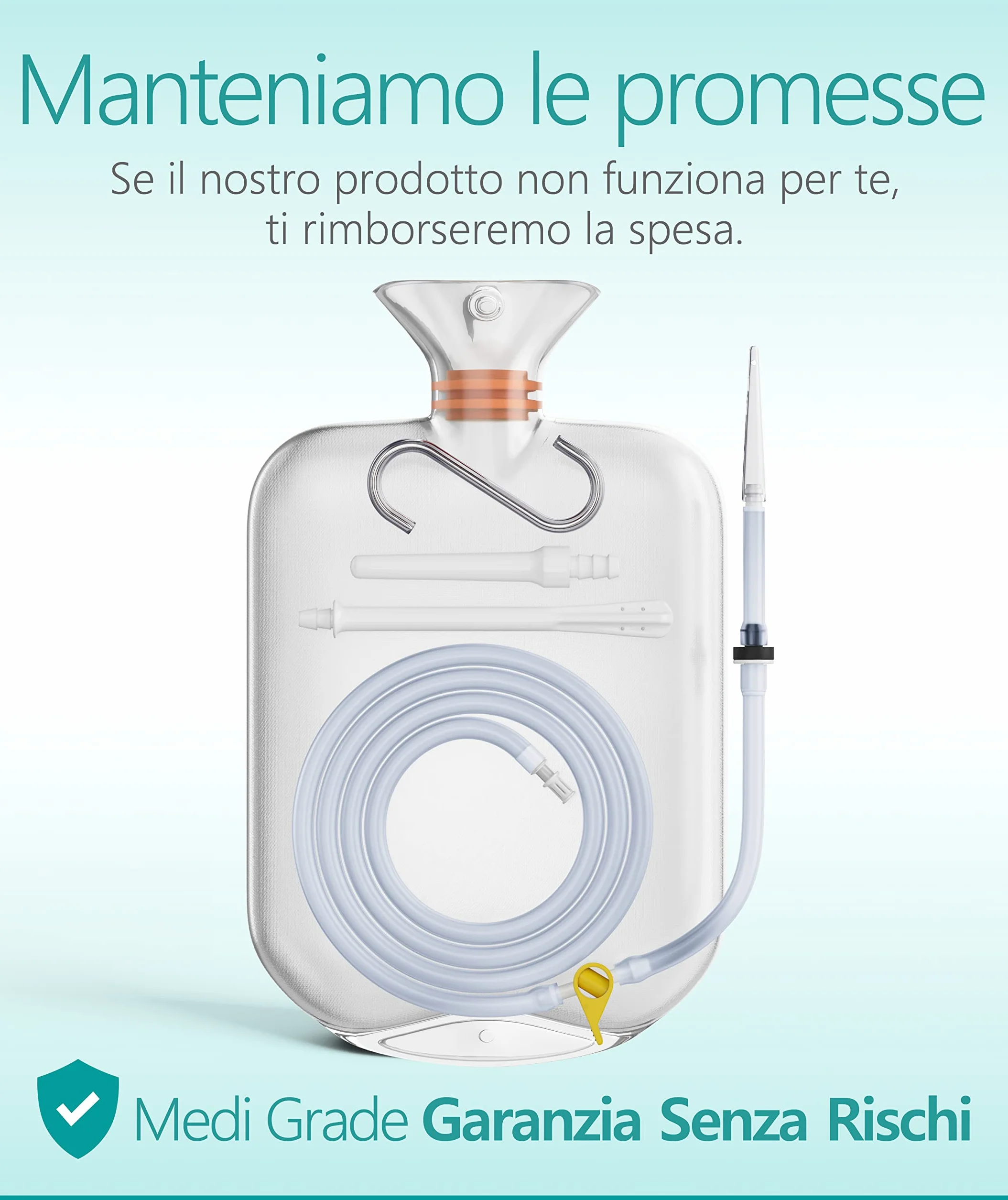 Medi Grade Kit per Pulizia Intima 2 Litri - Domestico - Clistere Riutilizzabile - Trasparente