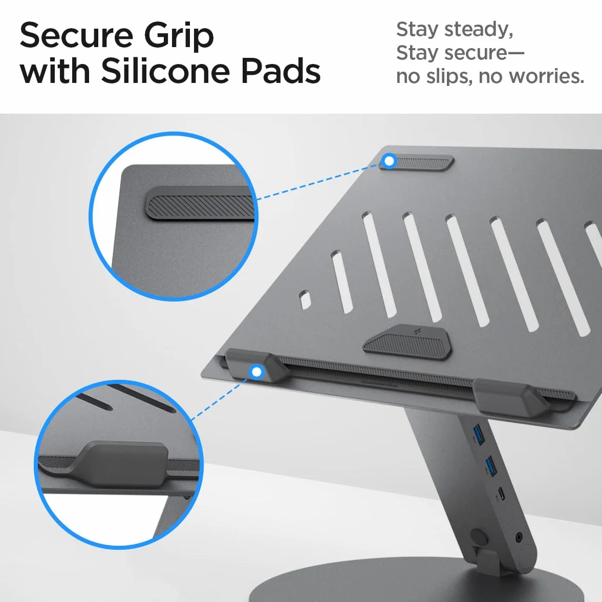 Spigen ArcDock Supporto PC Portatile Hub 6-in-1, Docking Station [Cavo incluso] HDMI 4K60Hz, USB-C & A 3.0 Compatibile con Laptop & Tablet Fino a 15.6", MacBook iPad Pro Air Neo A16 M2 M3 M4 M5