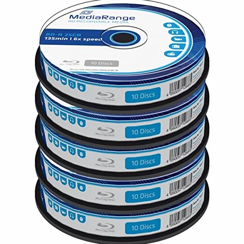 BLU-RAY - Mediarange BD-R 25Gb, velocità di 6x - Campana di 50 pz