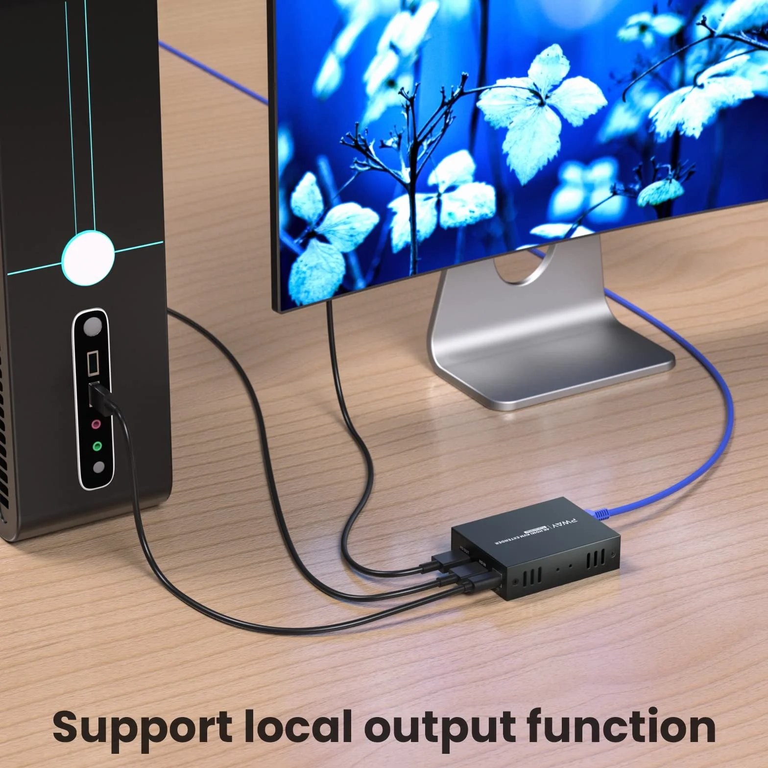 PWAYTEK HDMI KVM USB Extender 164ft /50m Trasmissione su Single Cat5e / 6/7 Full HD 4K@60HZ Supporto Loop out Funzione EDID 3D (nero 4K)