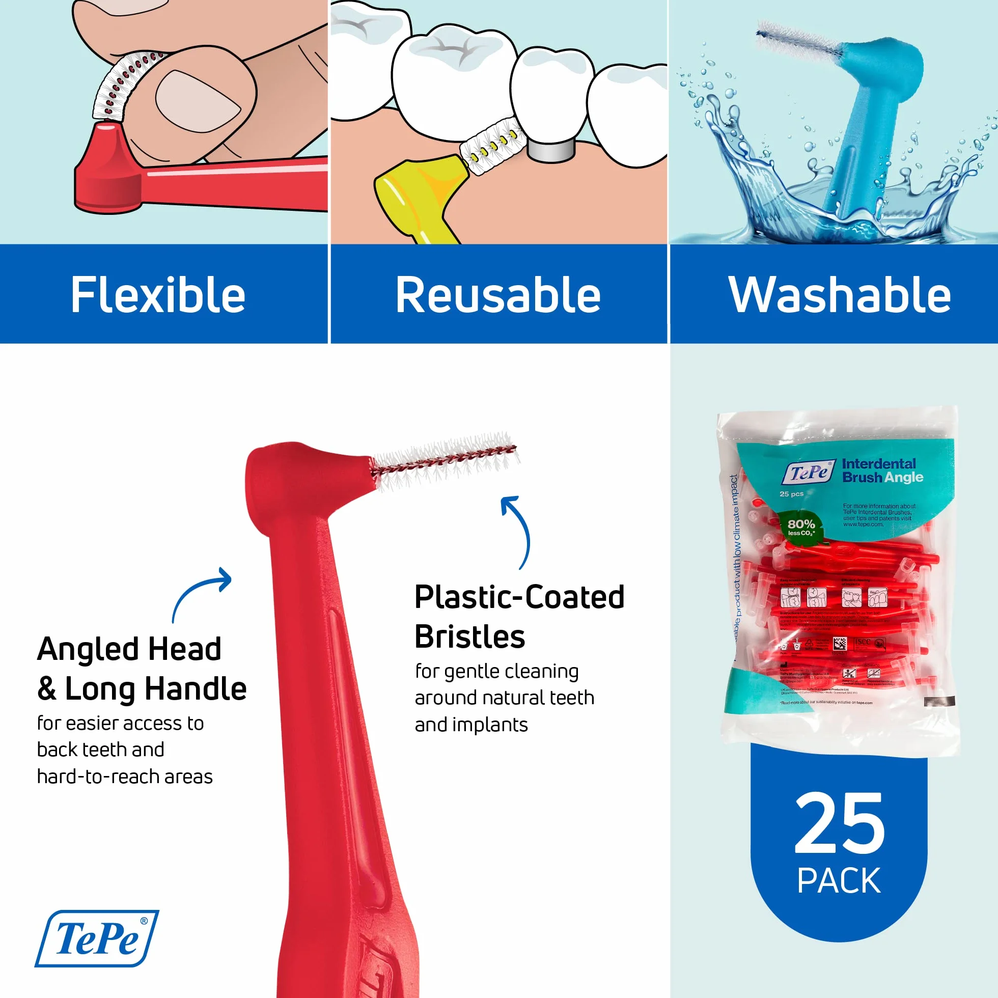 Tepe Angle Interdental Brushes 0.5 Red 25Pcs