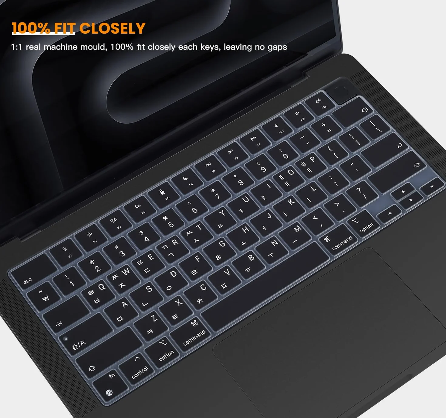 Cover per tastiera coreana in silicone per MacBook Pro 2023 2022 2021 da 14,2 pollici Apple MacBook Pro 14 A2442 A2779/16,1 pollici MacBook Pro 16 A2485 A2780 con chip M3 M2 M1 Pro Max, nero