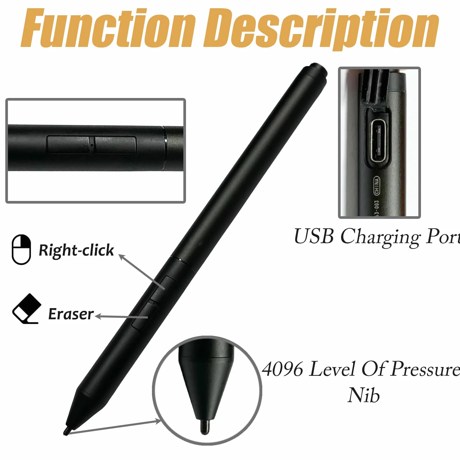 Active - Penna ricaricabile G3, compatibile con HP Ricaricabile Active Pen G3, stilo per HP EliteBook x360 1030 G3/G4 EliteBook x360 1040 G5/G6, ZBook Studio x360 G5 (nero)