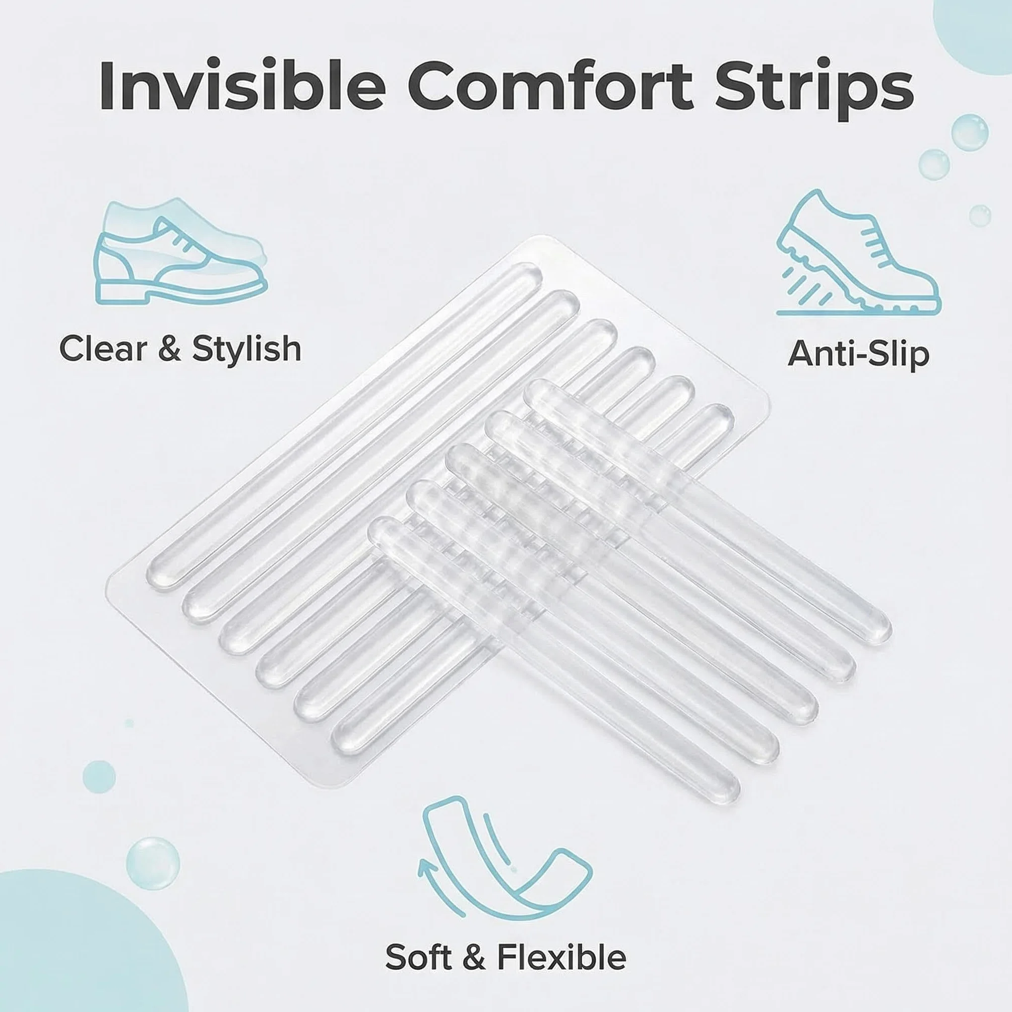 Erioctry, nastro adesivo in silicone sottile e trasparente per tallone, 6 fogli (24 pezzi)