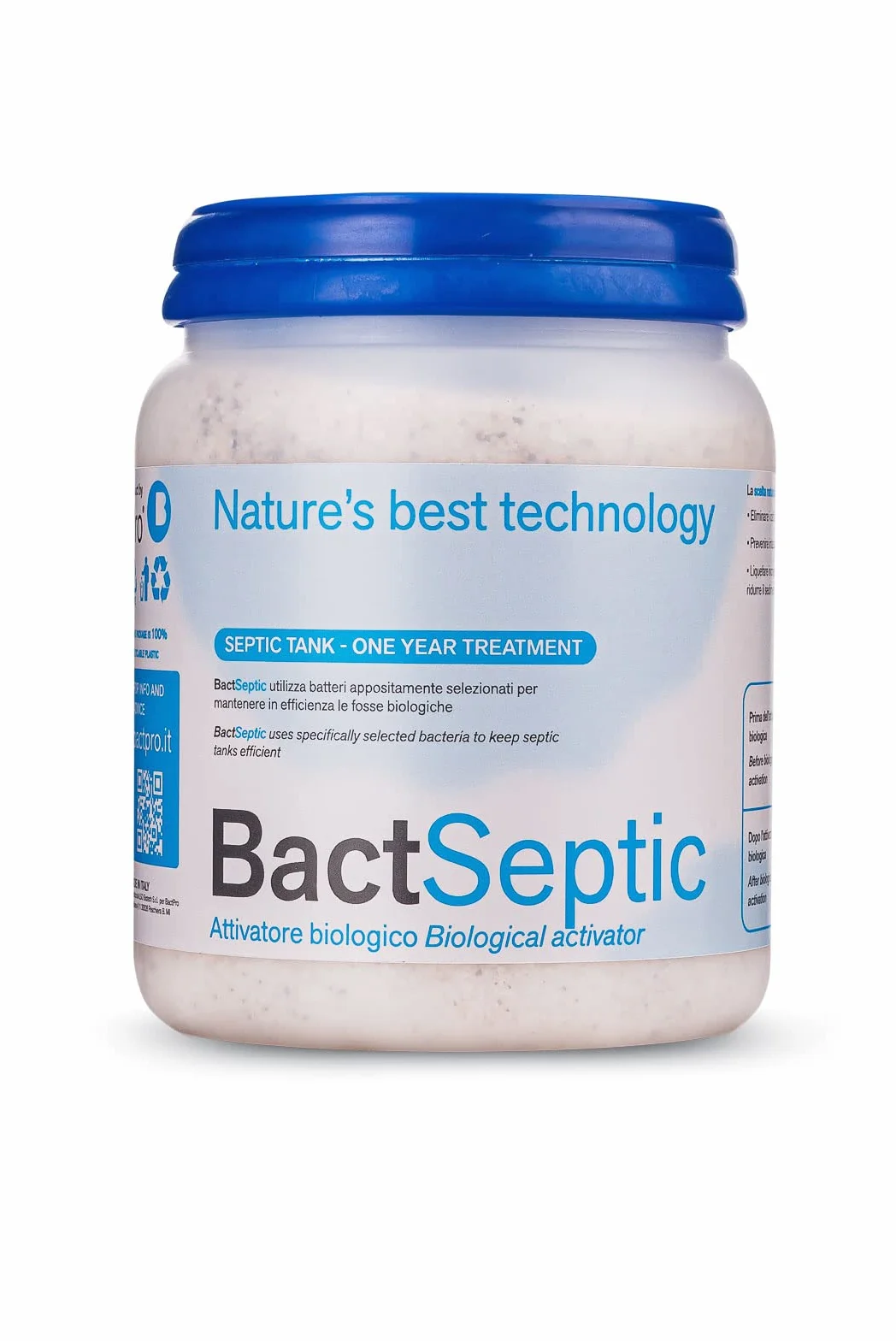 BactPro BactSeptic Attivatore Biologico Professionale Pulizia Fosse Biologiche 1,3 kg + Dosatore