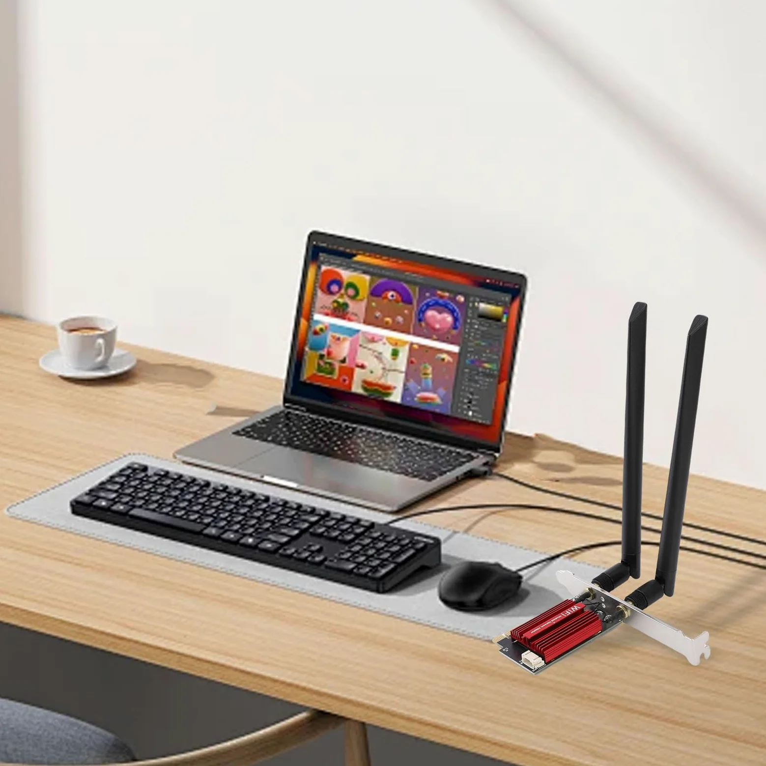 Tosuny WiFi 6E PCIe WiFi Scheda Per PC Desktop | Triple Band Band Network Card | Bluetooth 5.2 | Antenne Ad Alto Guadagno | Adattatore Wireless con OFDMA + MU-MIMO | Per Wins 10/11,