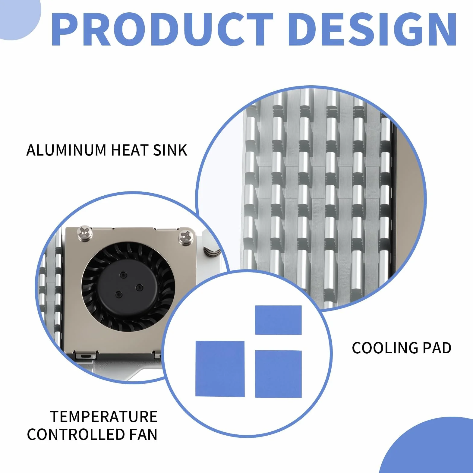 Dissipatore di calore attivo con ventola per Raspberry Pi 5 - Potente sistema di raffreddamento della CPU - Dissipatore di calore in alluminio anodizzato con pad termico - Controllo PWM integrato (5V)