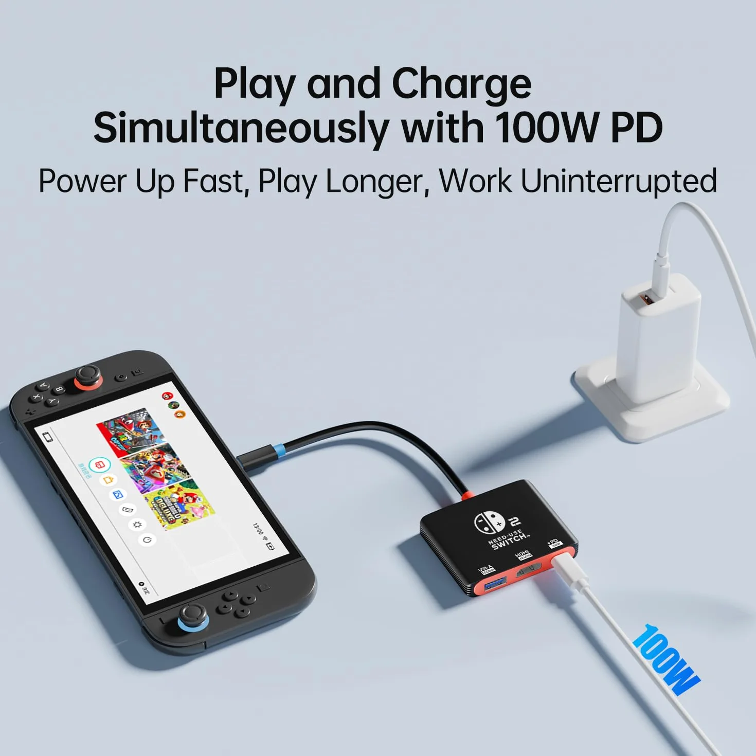 Sostituto Dock per Switch 2, 4K@60Hz HDR, 100W PD, USB-A 3.1 10Gbps, Dock Portatile per Viaggi e Gaming, Dissipazione in Alluminio Perfetto per Steam Deck, Switch OLED/2/1, Supporta l'ultimo Firmware